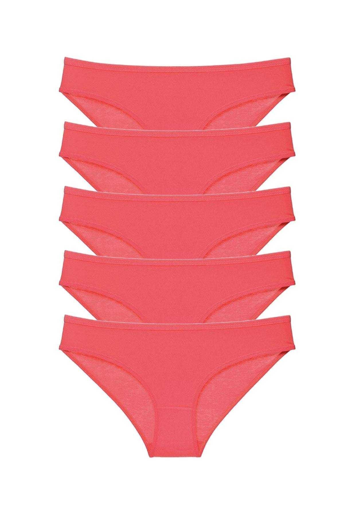 Easy Tedarik 5 adet Süper Eko Set Likralı Kadın Slip Külot Fuşya
