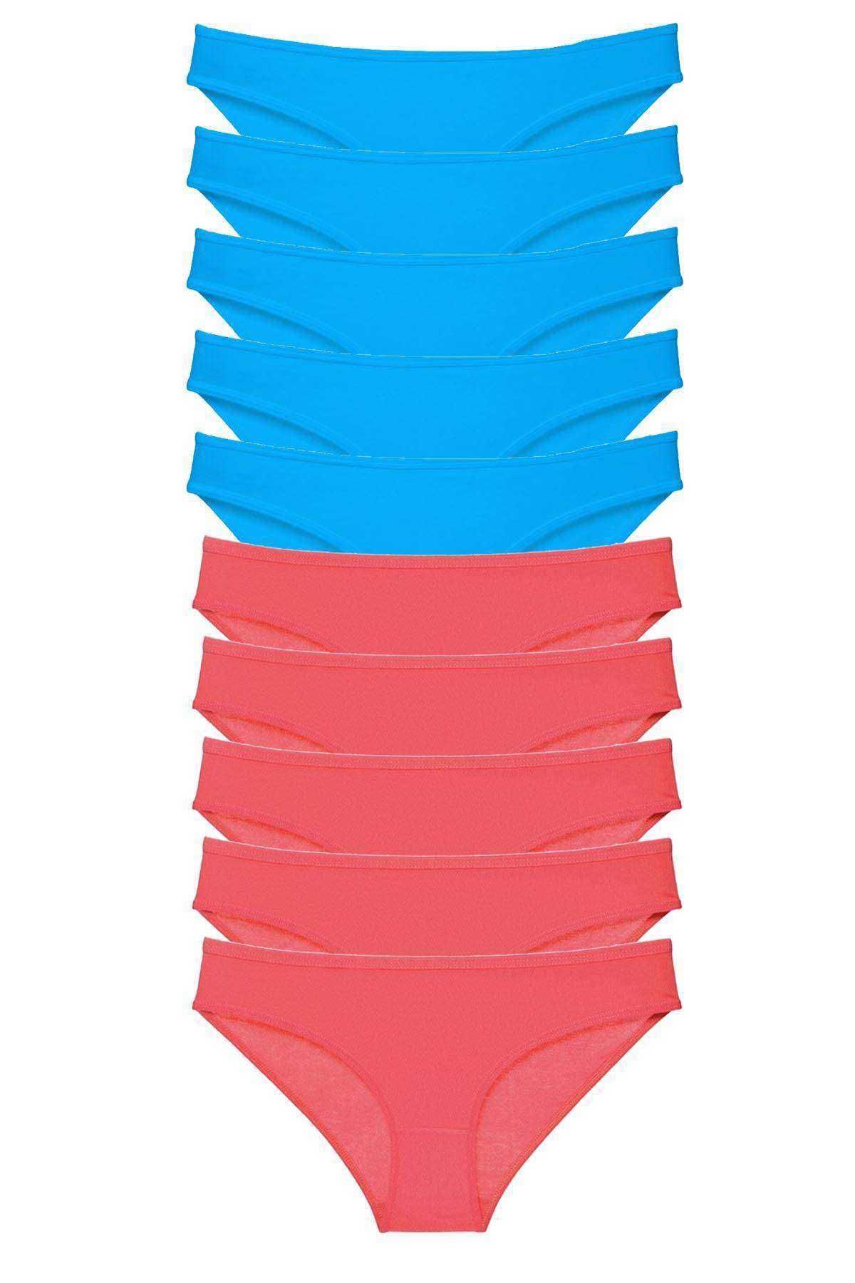 Easy Tedarik 10 adet Süper Eko Set Likralı Kadın Slip Fuşya Mavi