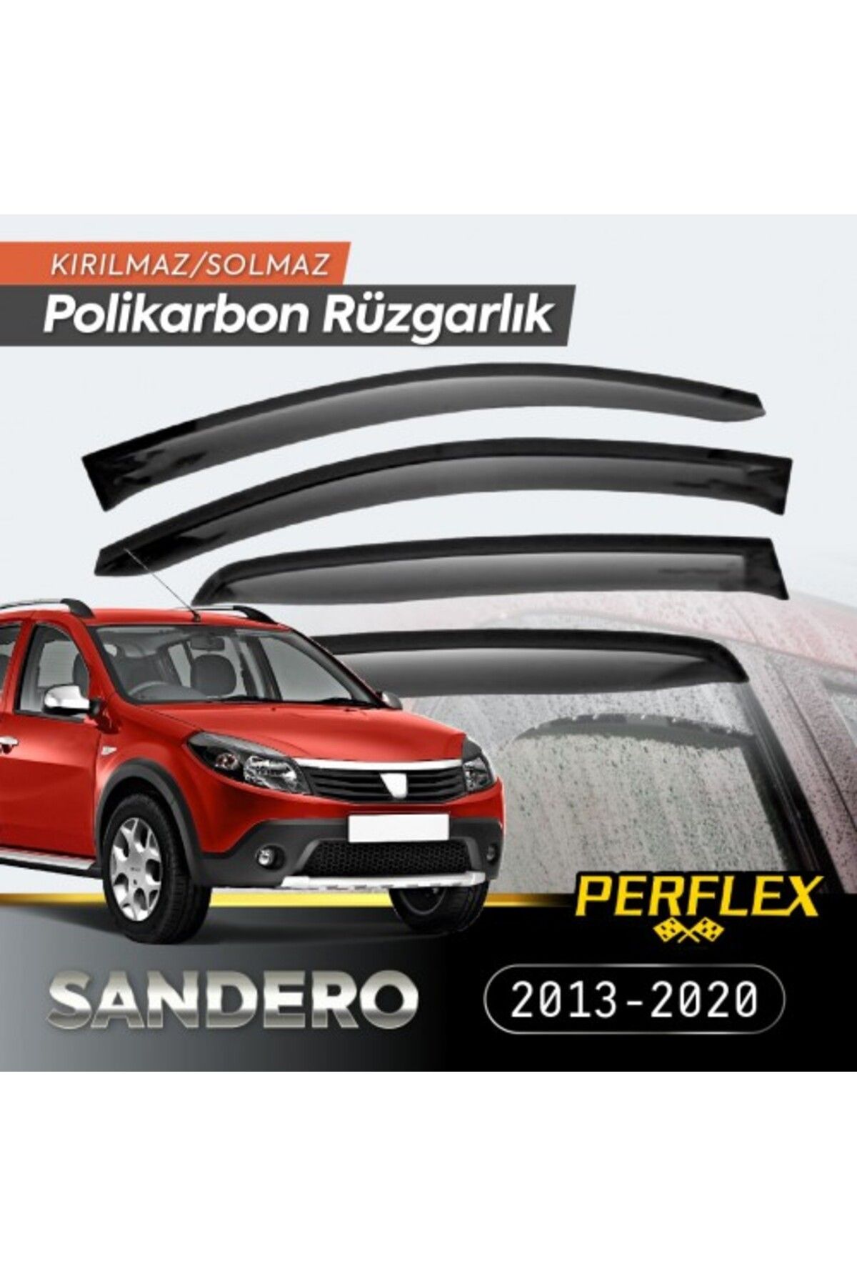 Mustore Dacia Sandero 2013-2020 Cam Rüzgarlığı V2 Düz