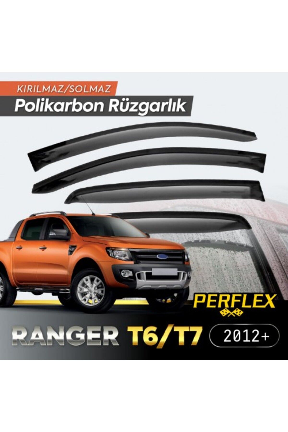 TTT Ford Ranger T6-T7 Geniş Tip 2012+ Cam Rüzgarlığı V2 Düz