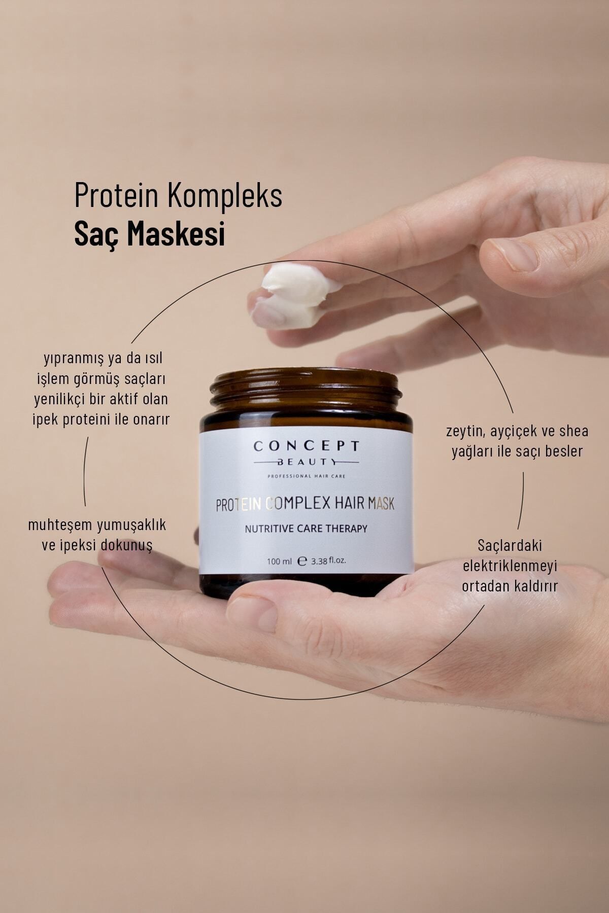 Protein Kompleks Saç Maskesi – Serisin-shea Yağı-keratin Özlü-yıpranmış Saçlar Için Bakım (100 ML) — CB007 — تصویر 2 از 4