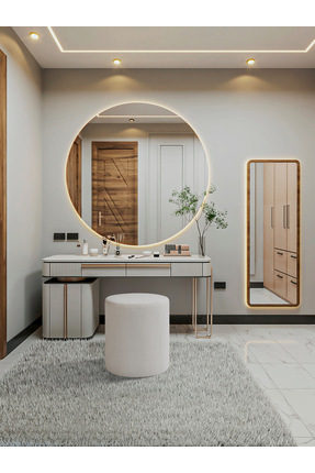 Framgan Makyaj Masası Pufu - Düz Beyaz Puf Havlu Kumaş - Dekoratif - Ayak Uza...