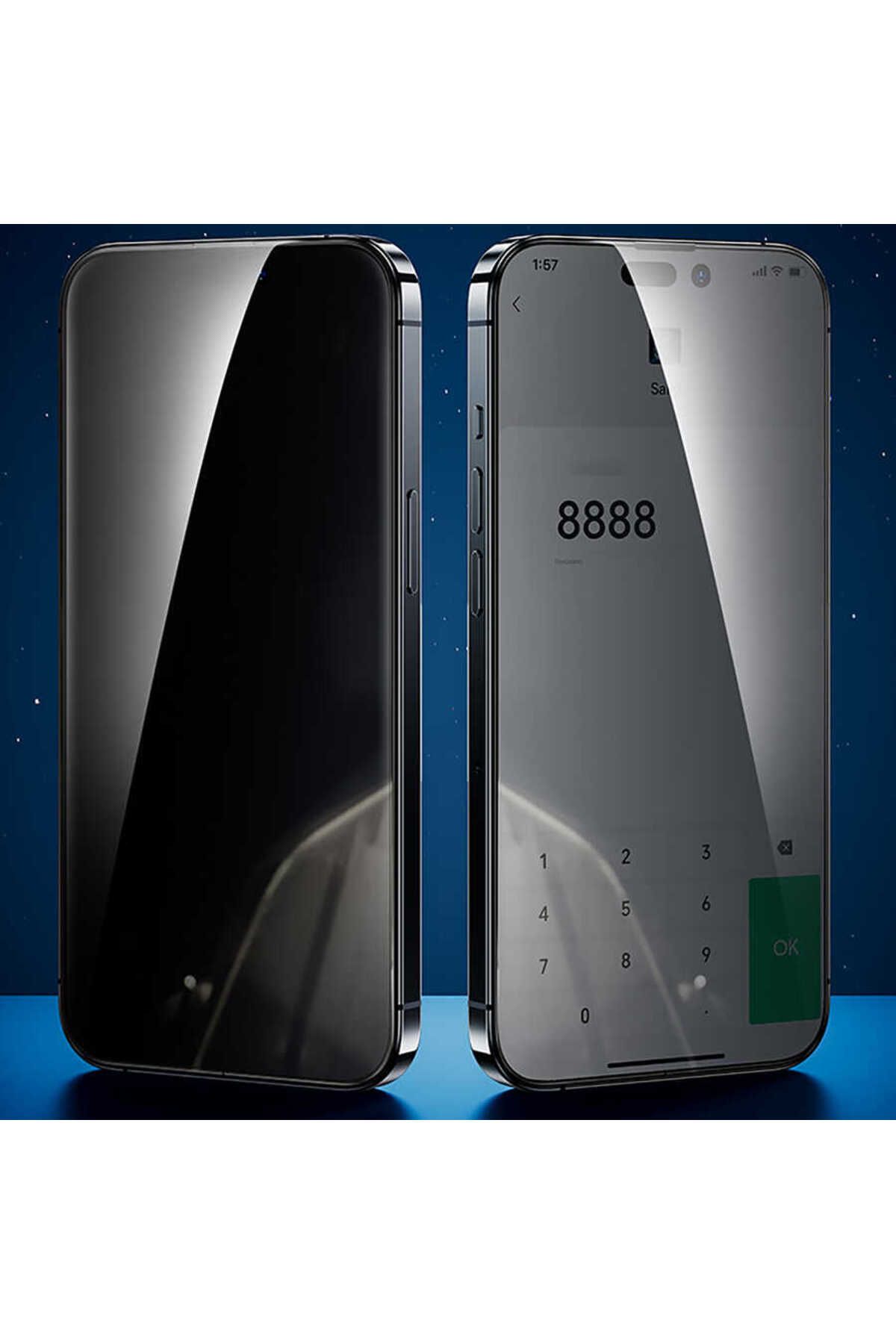 Vendas-V-bilvis Warrior Privacy Hiding Ghost Screen with Oval Edge Design Compatible with iPhone 15 Pro Max 2
