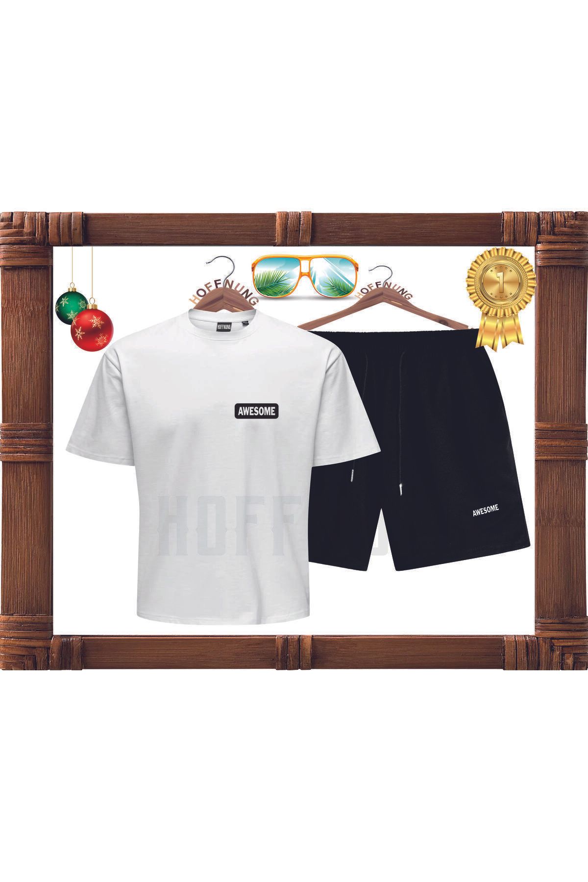 HOFFNUNG Full Shorts Awesome Mükemmel Baskılı Oversize Yazlık Alt Üst Takım