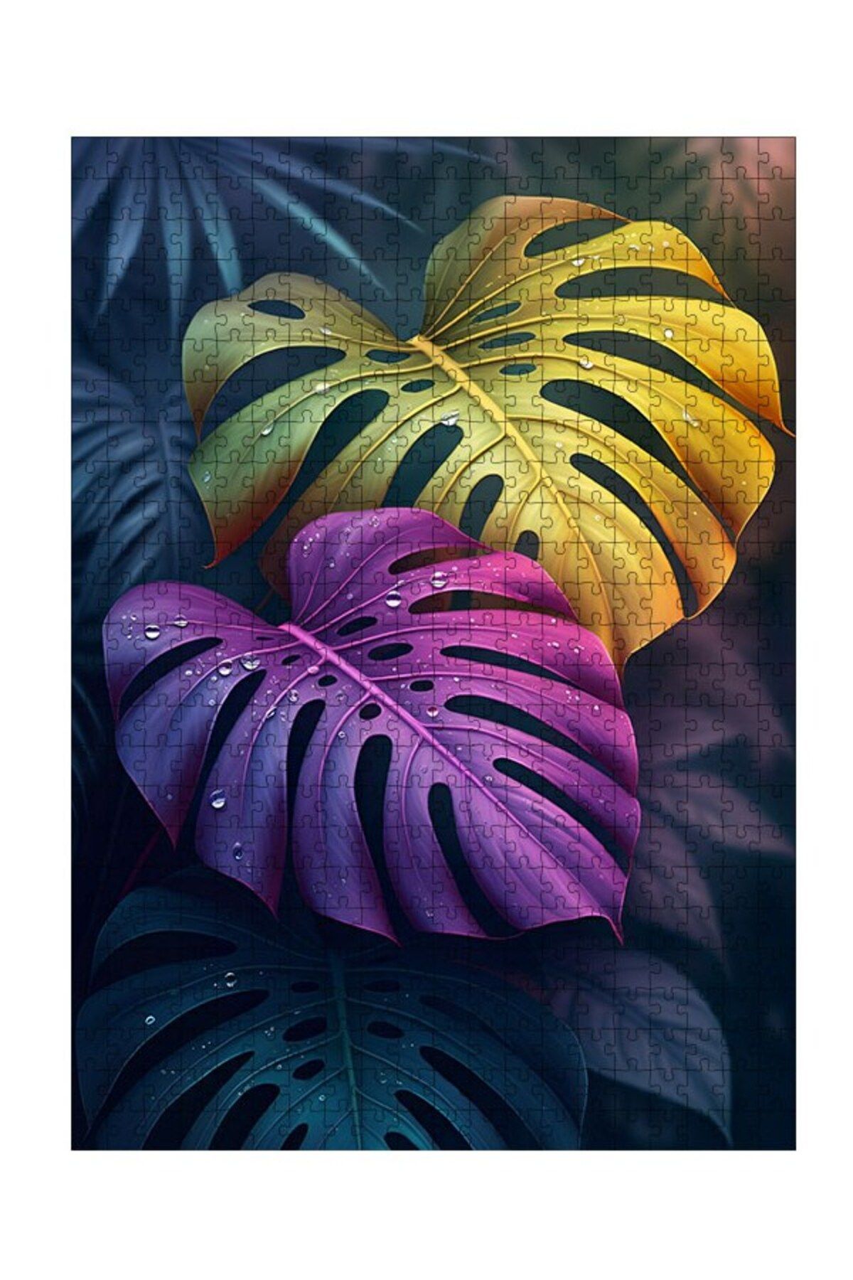 ekart-Wooden Mdf Puzzle Jigsaw Puzzle Colorful Monstera Leaves 500 Pieces 50*70 cm 1