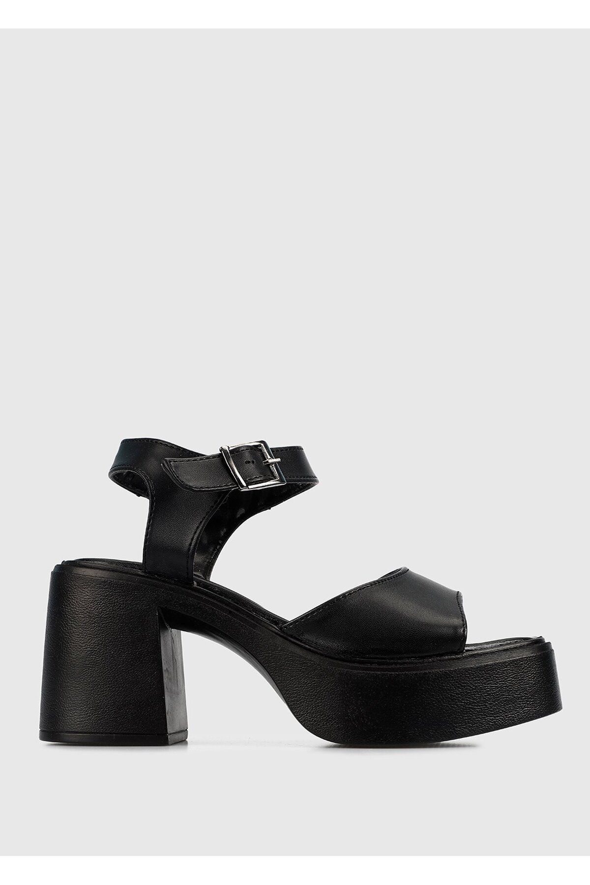 Provoq-Black Women's Heeled Sandals 1