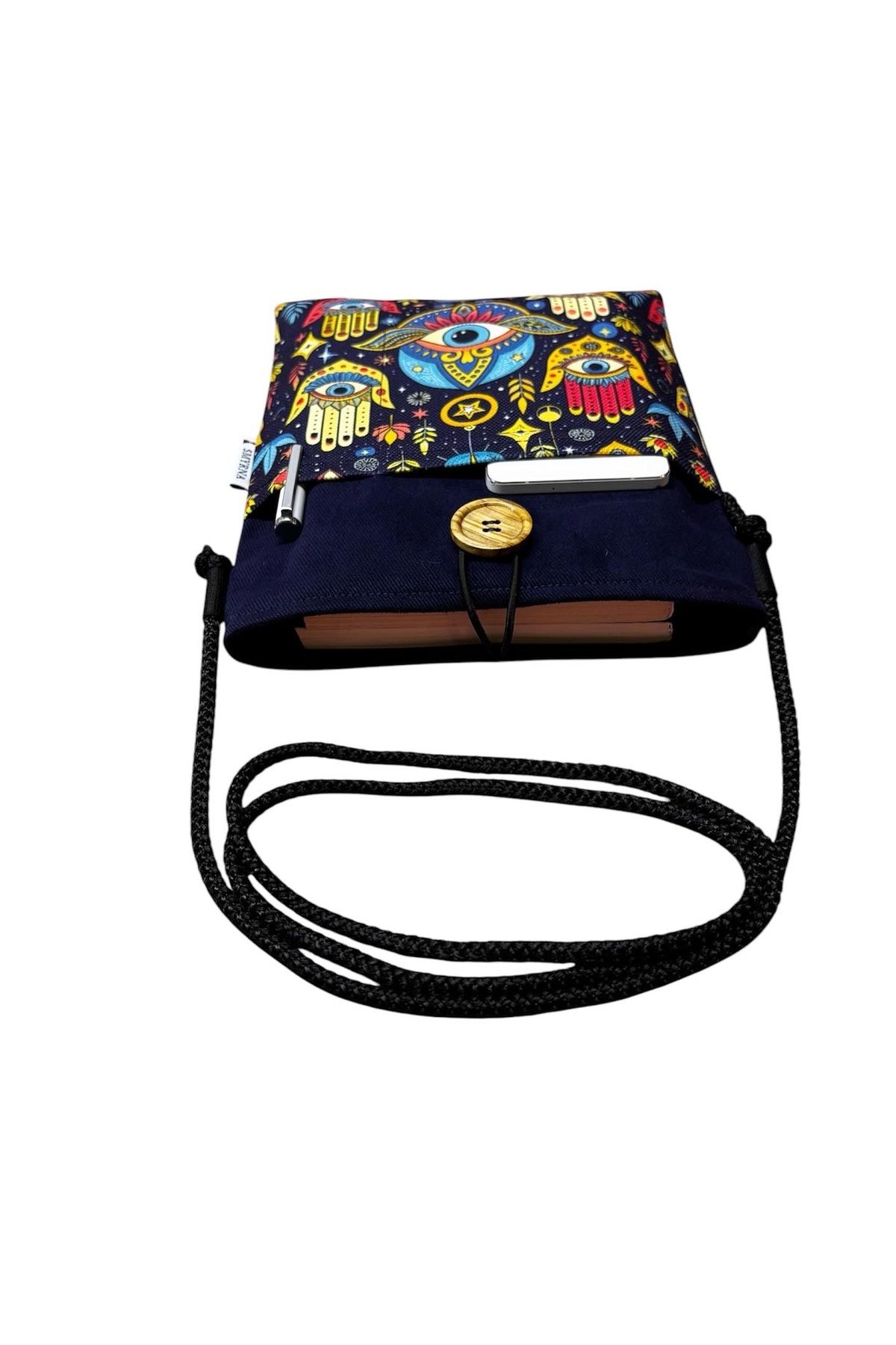 Smyrna-Hanging - Book / Tablet / Ebook Bag - Removable Strap (Hamsa, Eye, Color) 5