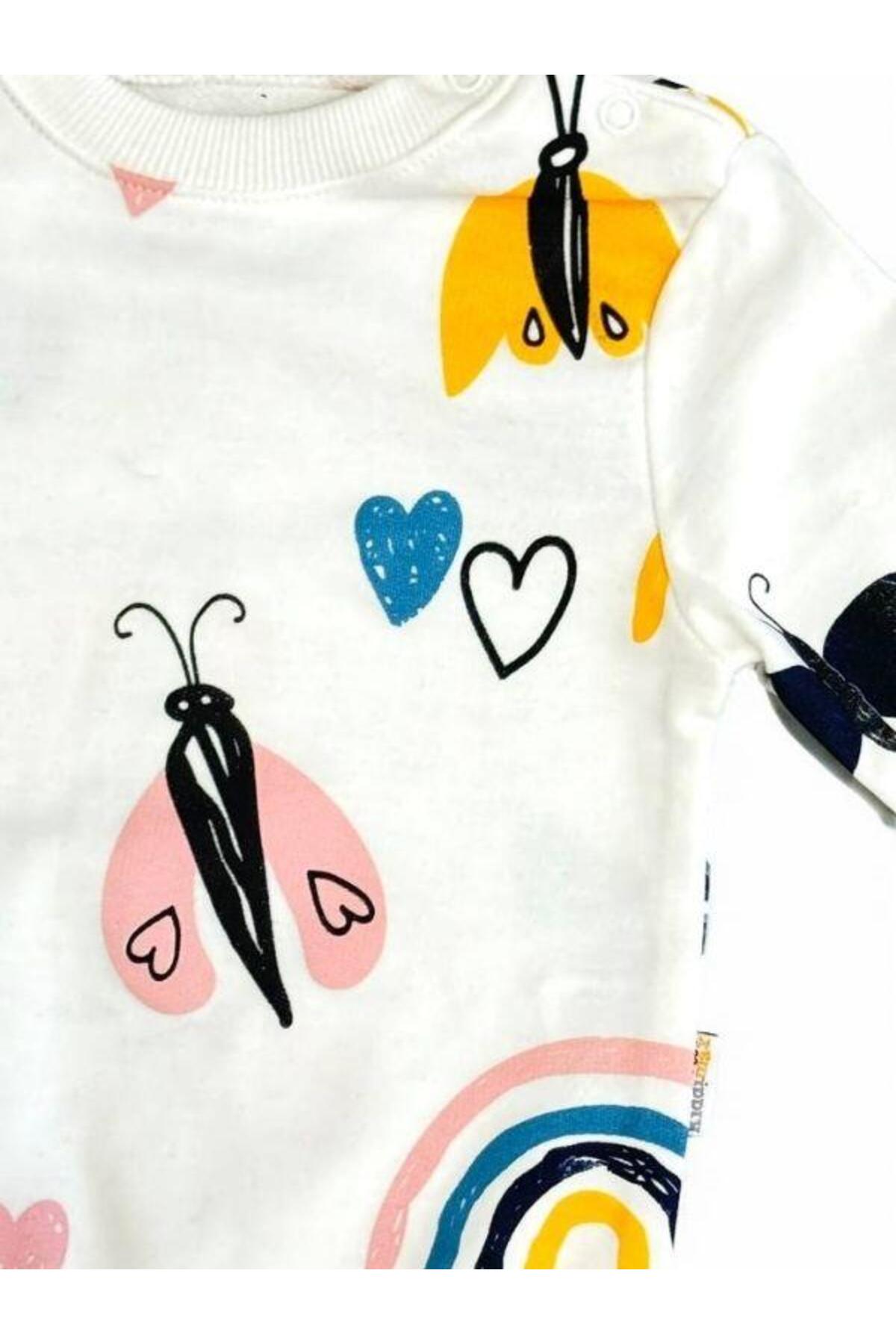 Zekids Kız Bebek Kelebek Desenli Pamuklu Eşofman Takım fotoğrafı 7 (önizleme)