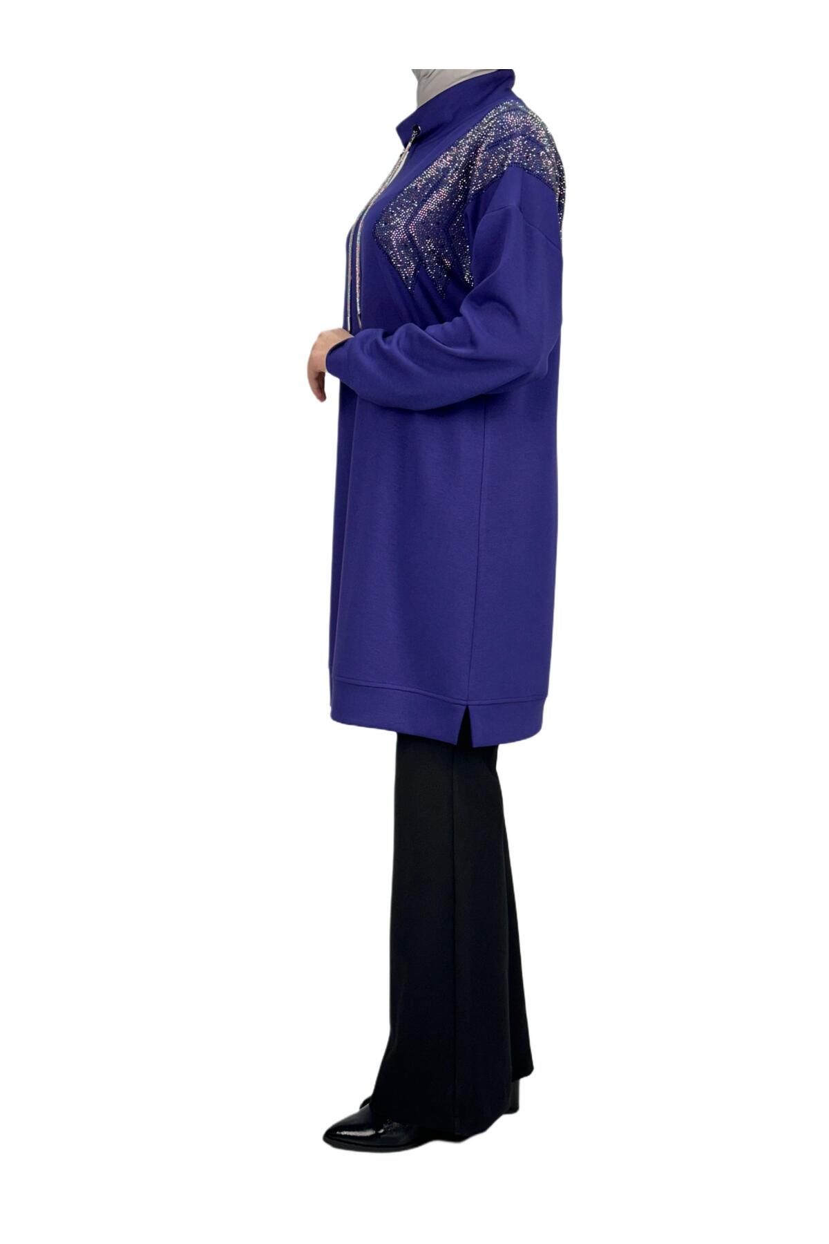 ottoman wear-Plus Size Tunic with Purple Stones - Otw2116 3