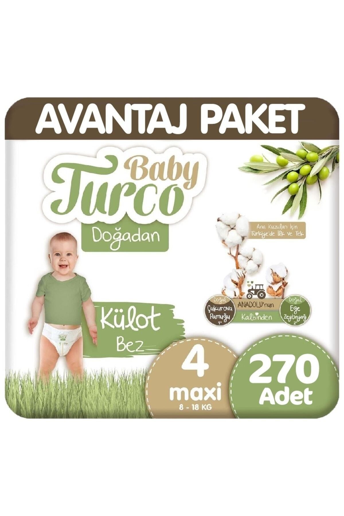 Baby Turco Doğadan Avantaj Paket Külot Bez 4 Beden 90x3 270 Adet