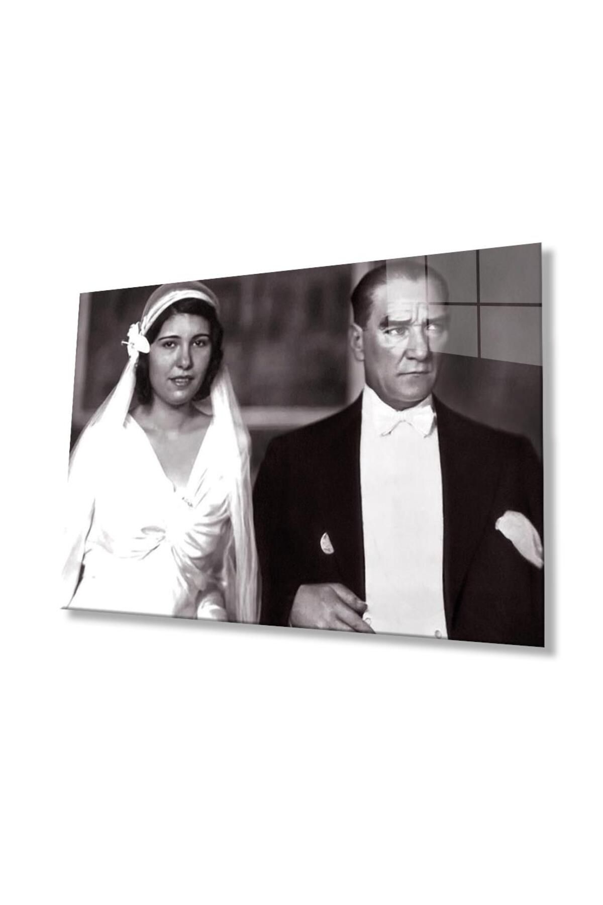 idealizbiz Atatürk Cam Tablo 4mm Dayanıklı Temperli Cam, Atatürk Glass Wall Art