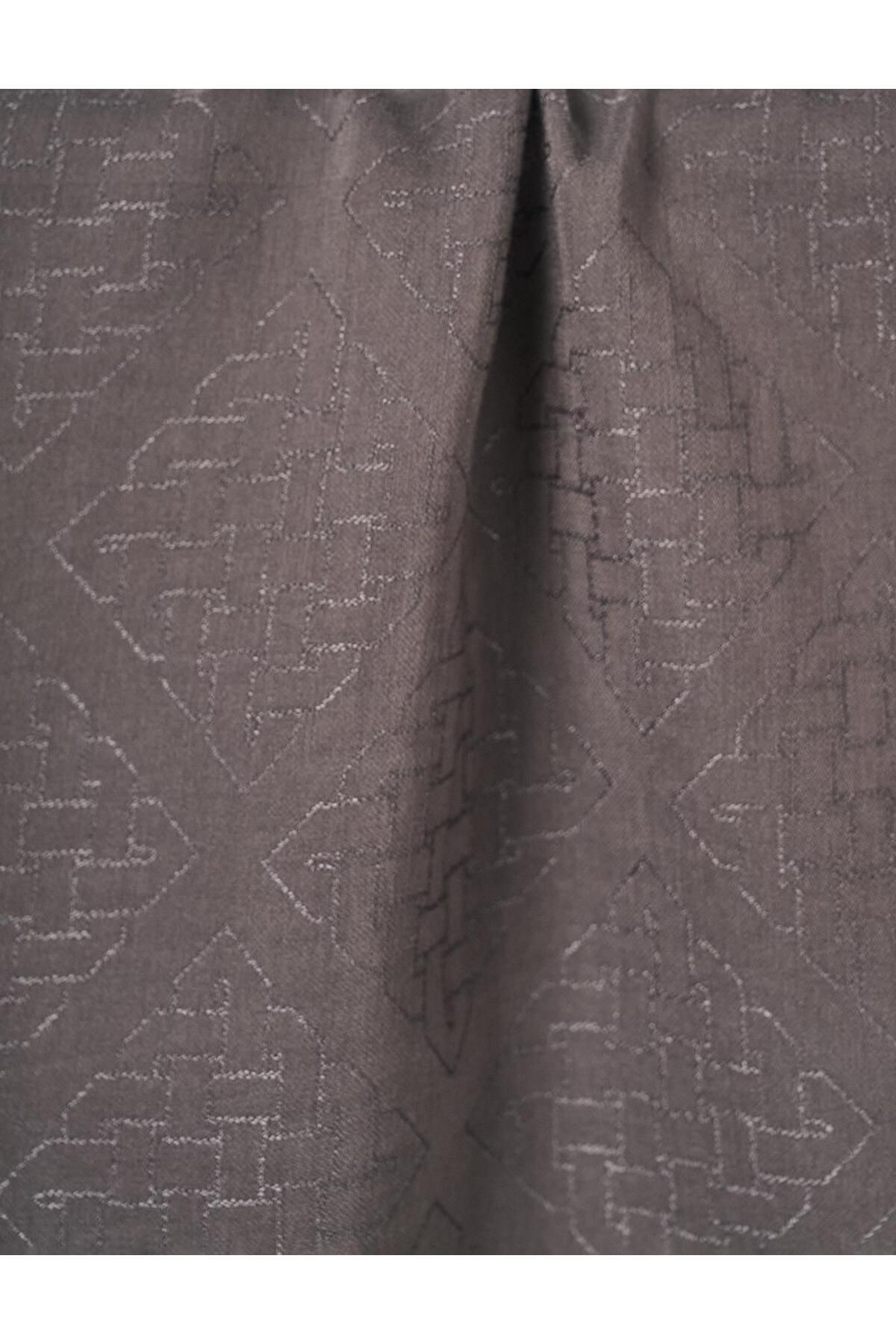 Kayra-Anthracite Geometric Patterned Cotton Blended Shawl 3