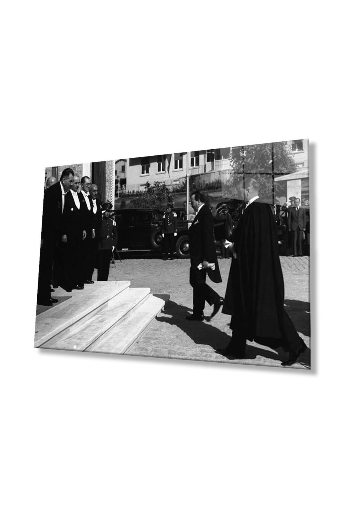 idealizbiz Atatürk Cam Tablo 4mm Dayanıklı Temperli Cam, Atatürk Glass Wall Art
