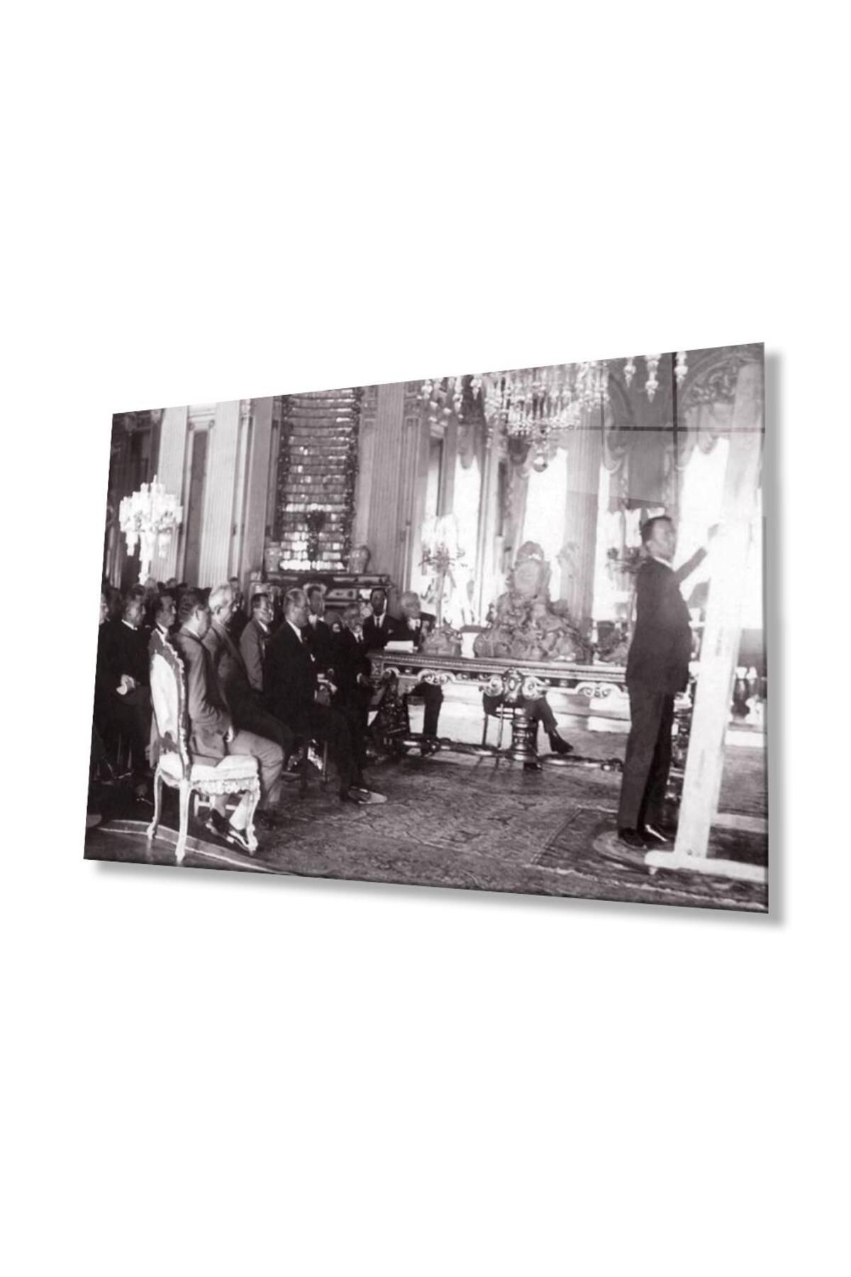 idealizbiz Atatürk Cam Tablo 4mm Dayanıklı Temperli Cam, Atatürk Glass Wall Art