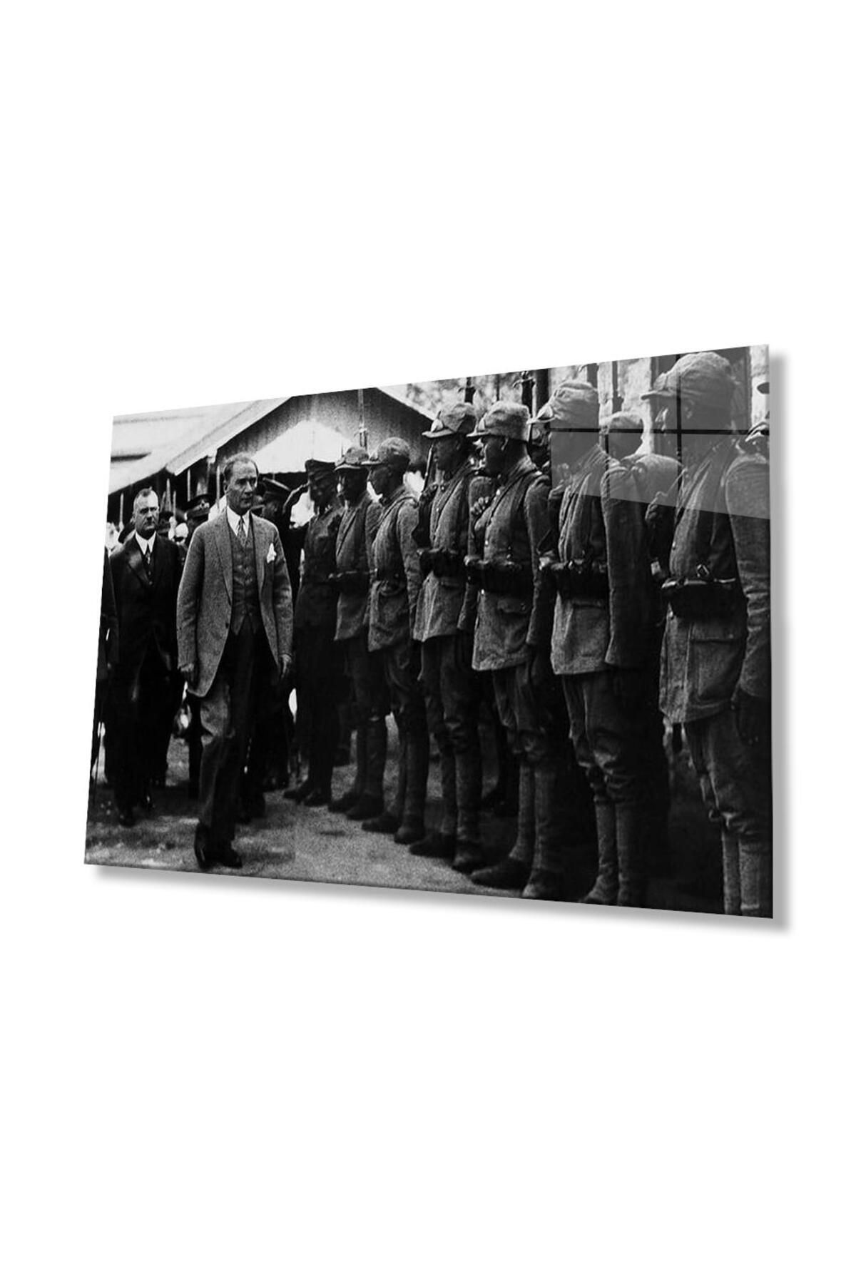 idealizbiz Atatürk Cam Tablo 4mm Dayanıklı Temperli Cam, Atatürk Glass Wall Art