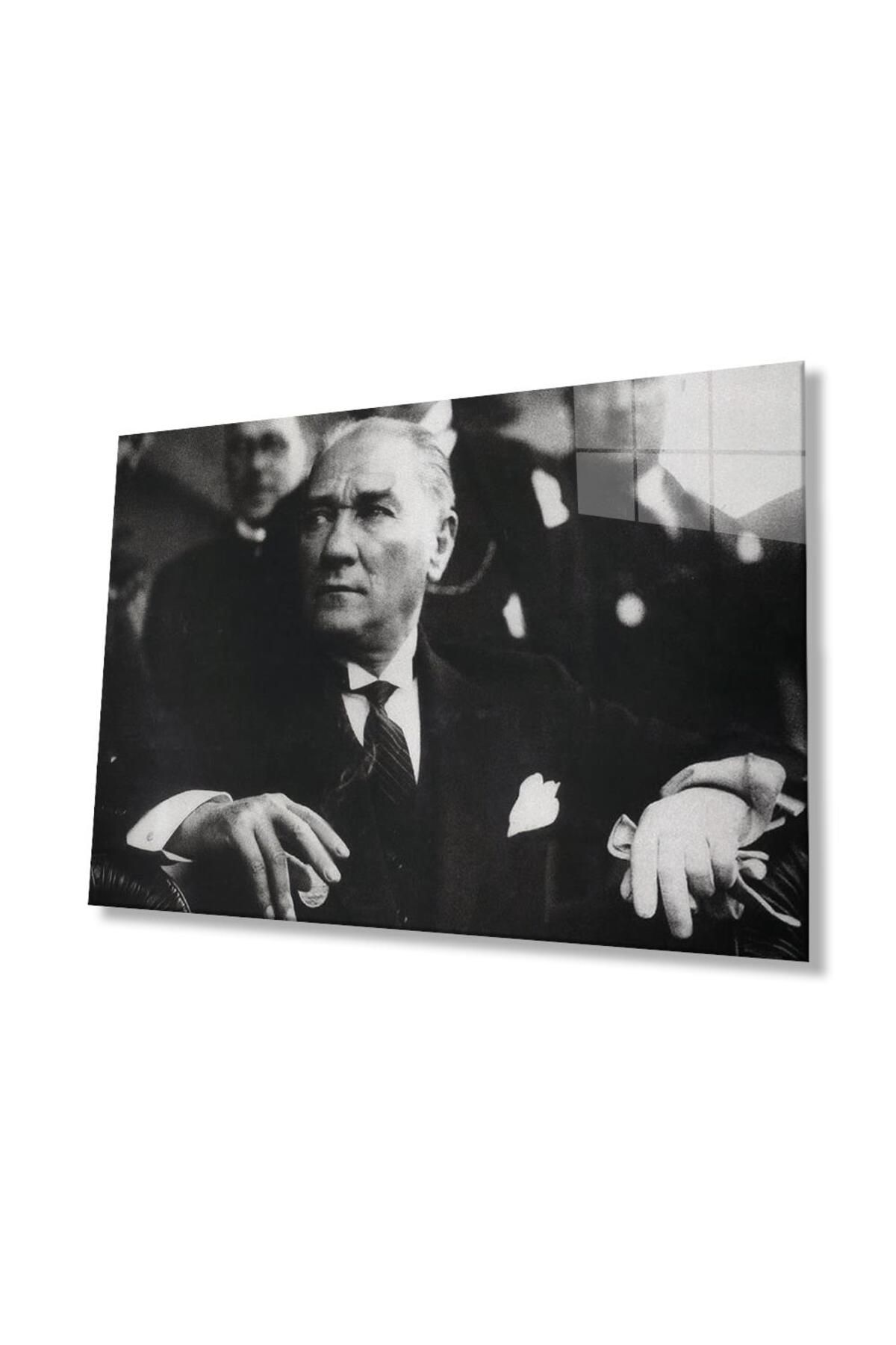 idealizbiz Atatürk Cam Tablo 4mm Dayanıklı Temperli Cam, Atatürk Glass Wall Art