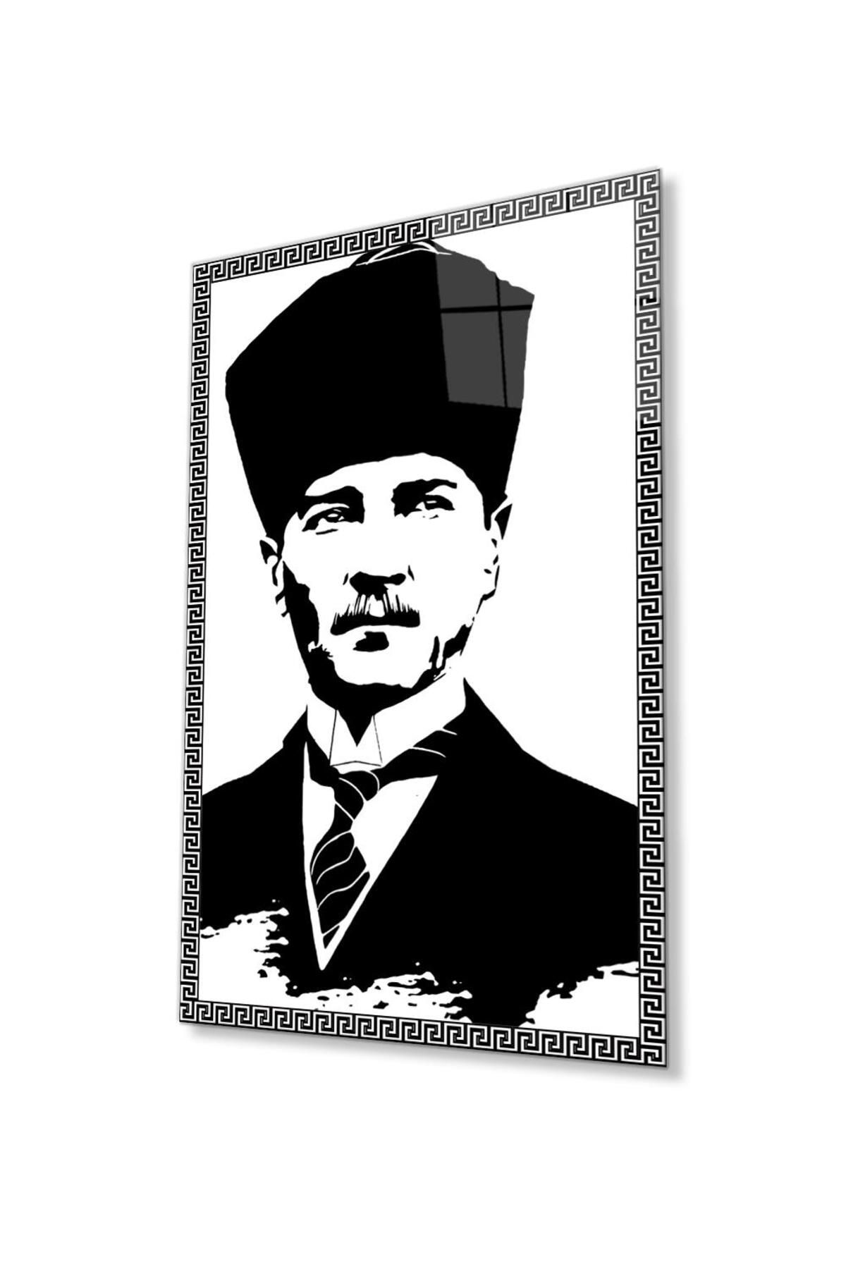 idealizbiz Atatürk Cam Tablo 4mm Dayanıklı Temperli Cam, Atatürk Glass Wall Art