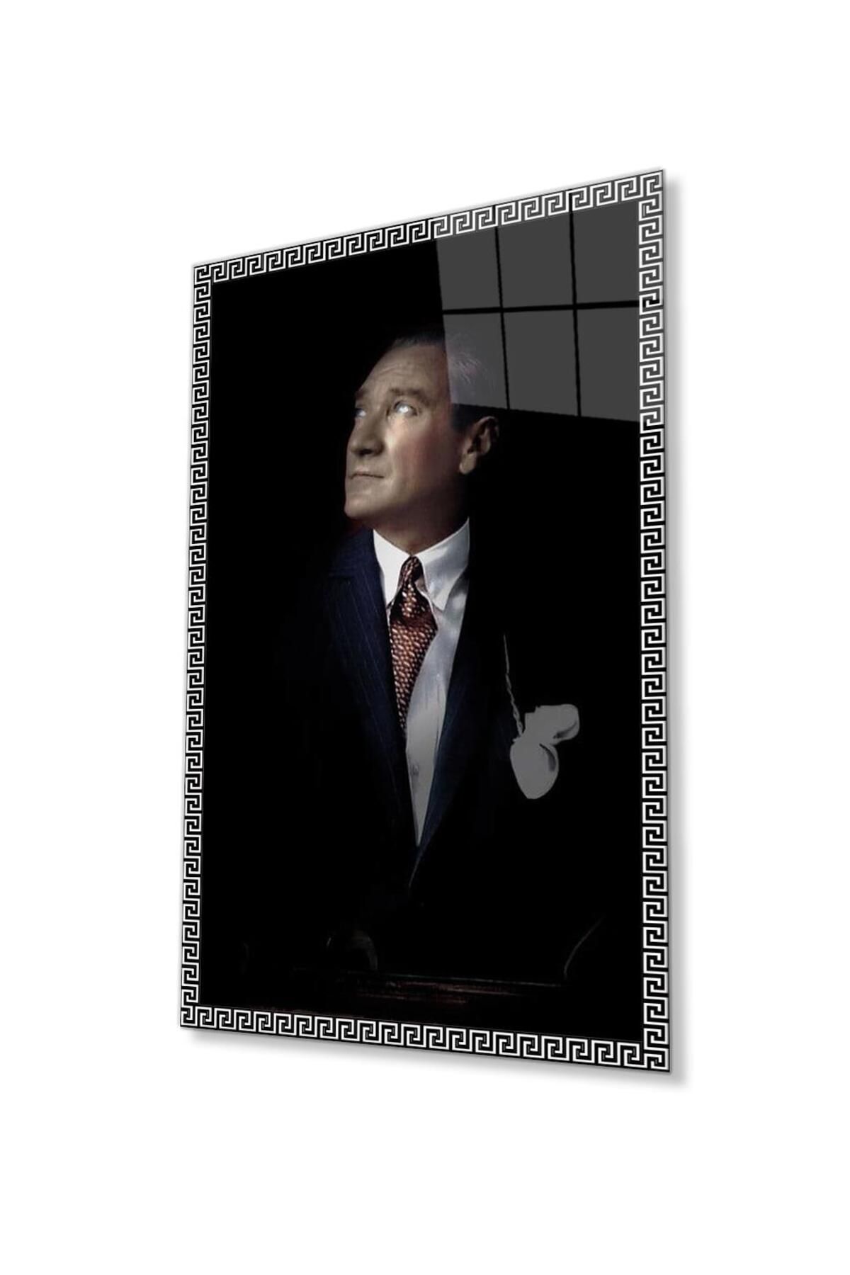 idealizbiz Atatürk Cam Tablo 4mm Dayanıklı Temperli Cam, Atatürk Glass Wall Art