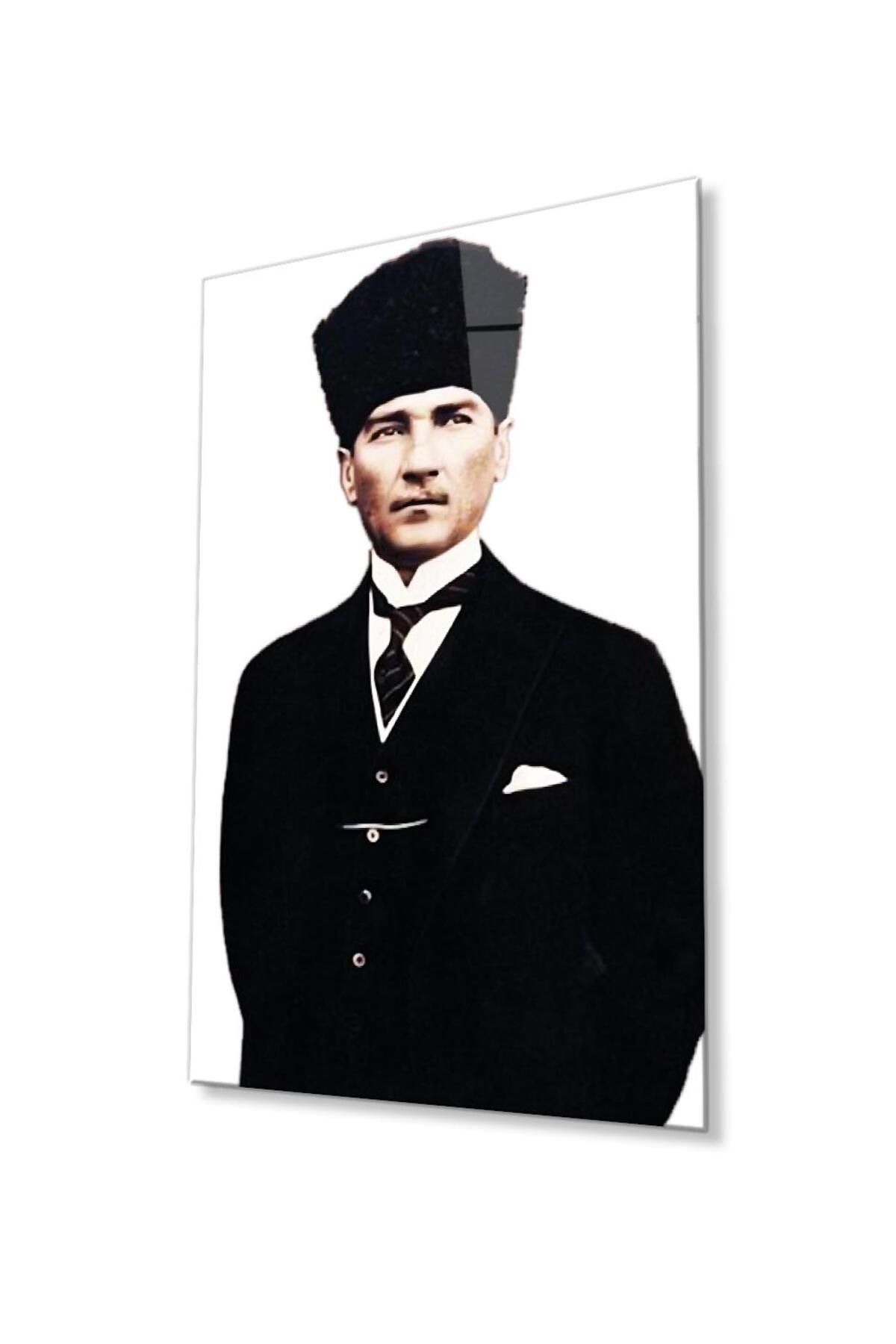 idealizbiz Atatürk Cam Tablo 4mm Dayanıklı Temperli Cam, Atatürk Glass Wall Art