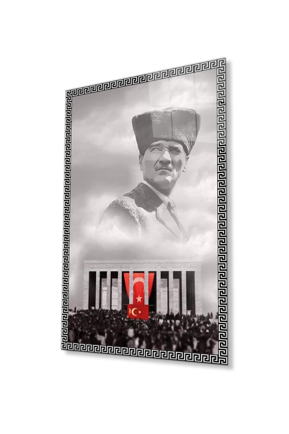 idealizbiz Atatürk Cam Tablo 4mm Dayanıklı Temperli Cam, Atatürk Glass Wall Art