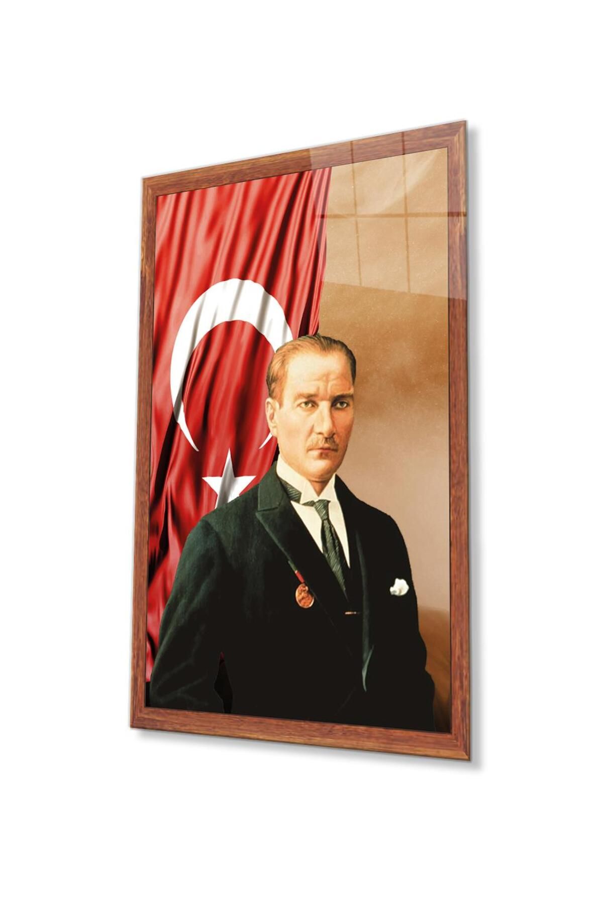 idealizbiz Atatürk Cam Tablo 4mm Dayanıklı Temperli Cam, Atatürk Glass Wall Art