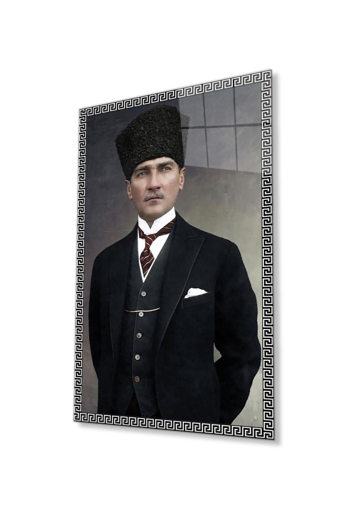 idealizbiz Atatürk Cam Tablo 4mm Dayanıklı Temperli Cam, Atatürk Glass Wall Art