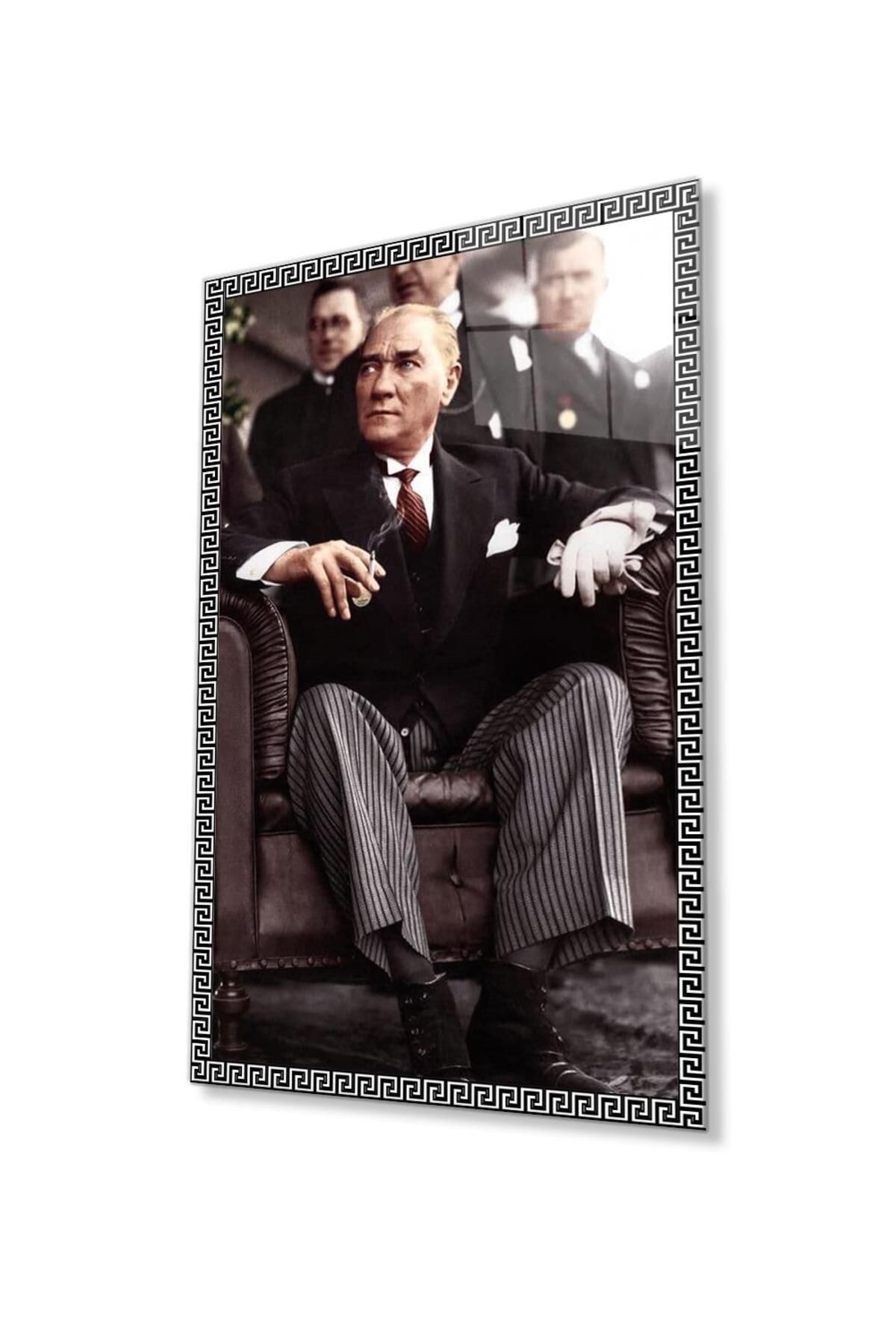 idealizbiz Atatürk Cam Tablo 4mm Dayanıklı Temperli Cam, Atatürk Glass Wall Art
