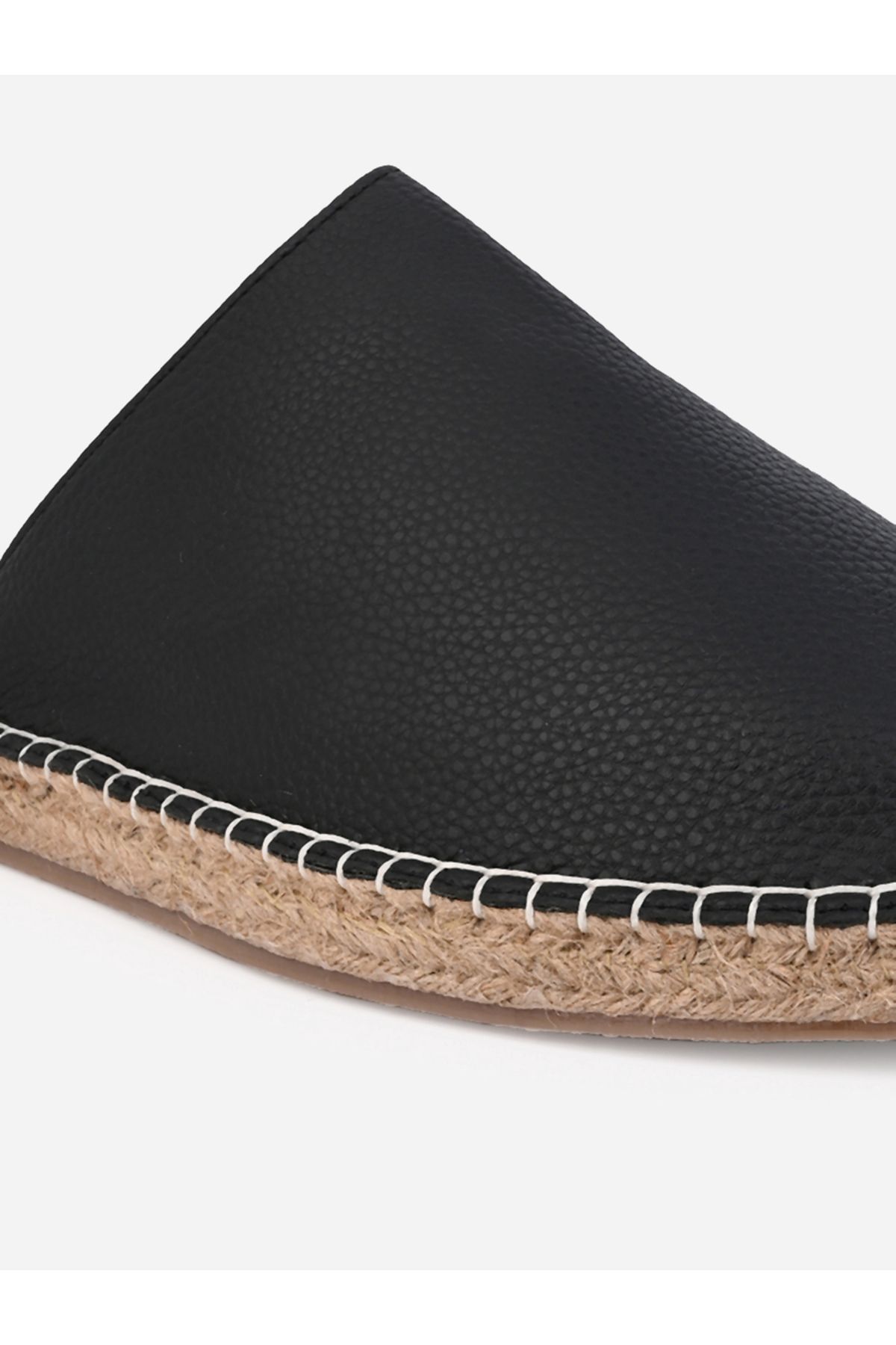 Styli-Textured Faux Leather Espadrille Mules 7