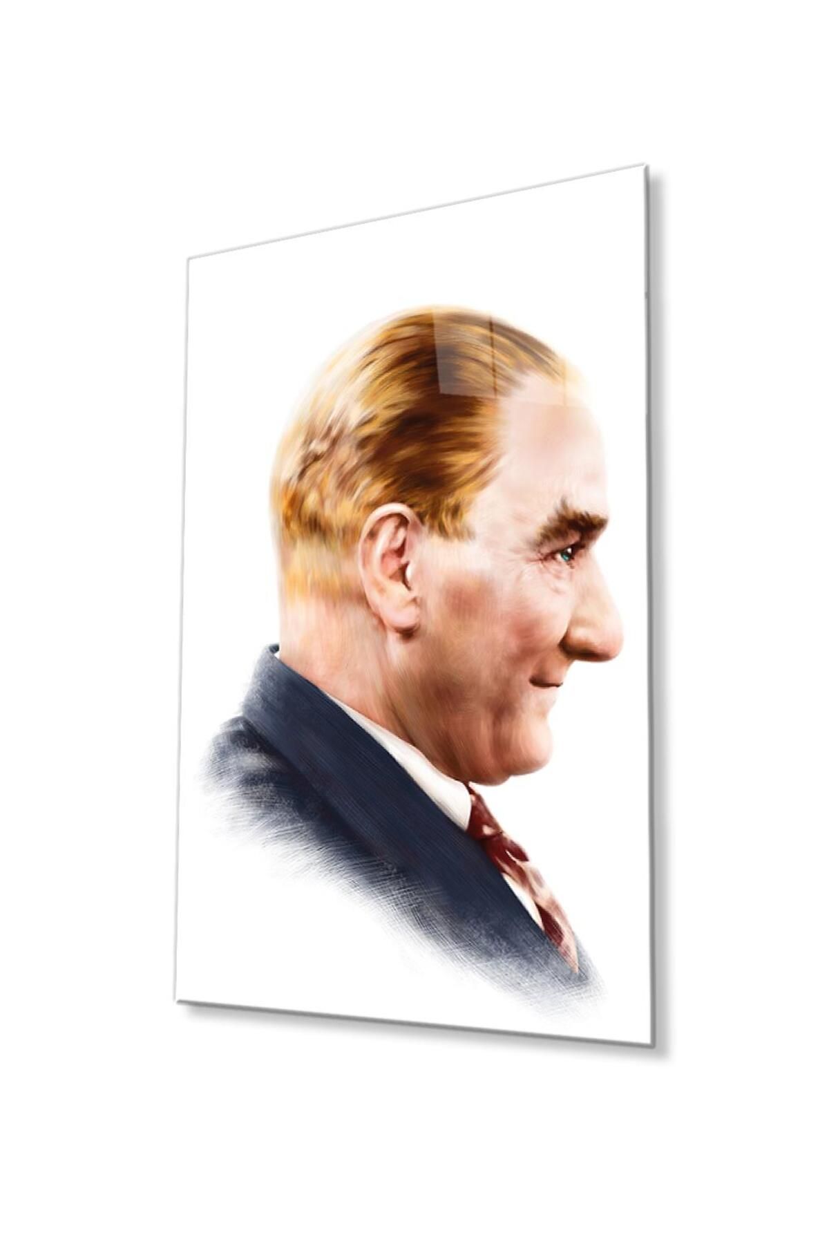 idealizbiz Atatürk Cam Tablo 4mm Dayanıklı Temperli Cam, Atatürk Glass Wall Art