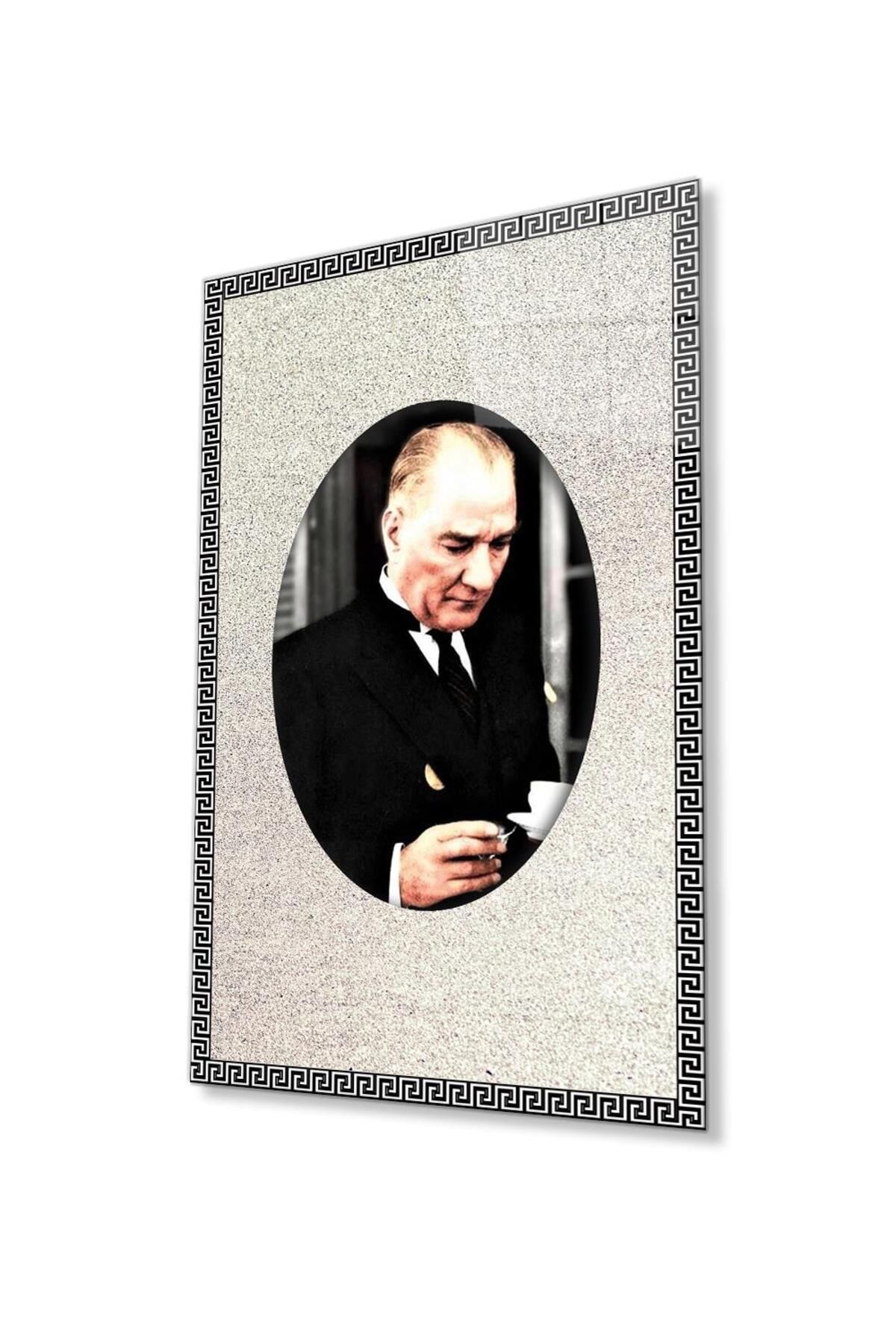 idealizbiz Atatürk Cam Tablo 4mm Dayanıklı Temperli Cam, Atatürk Glass Wall Art
