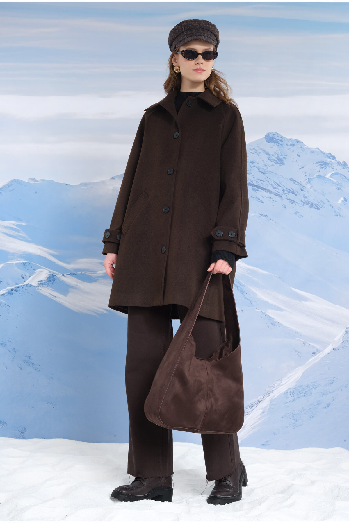 HEQA-Dark Brown A-Line Coat 3