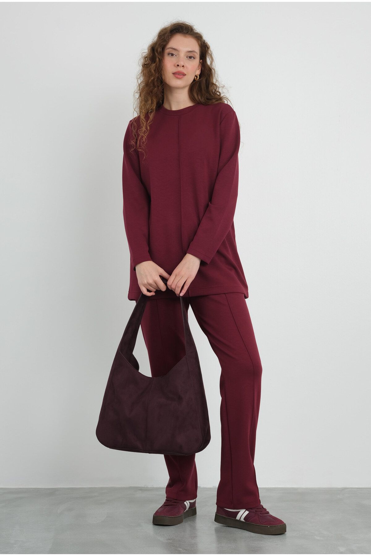 HEQA-Burgundy Modal Sweat - Ribbed 3