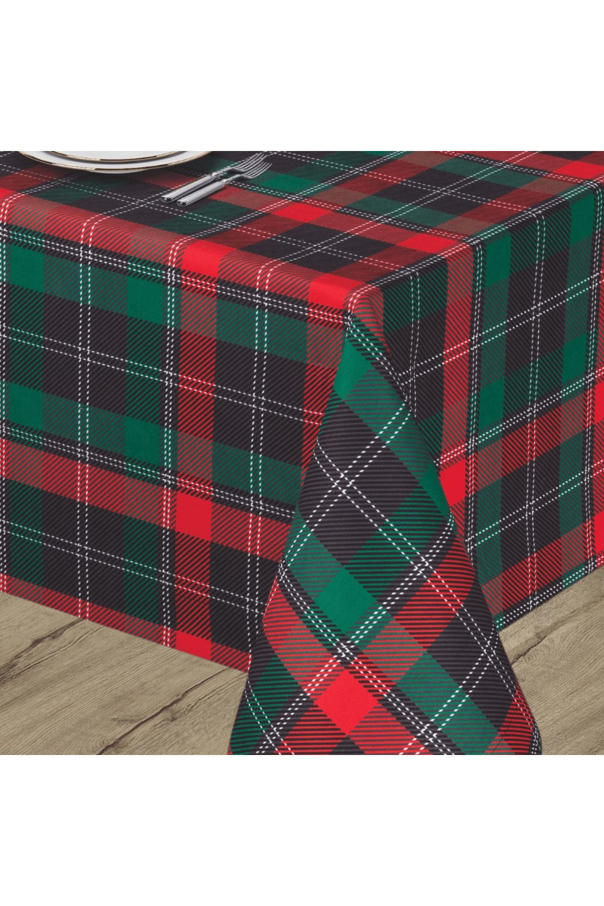 Solinas Collection-Christmas Plaid Pattern Red Green Tablecloth 4