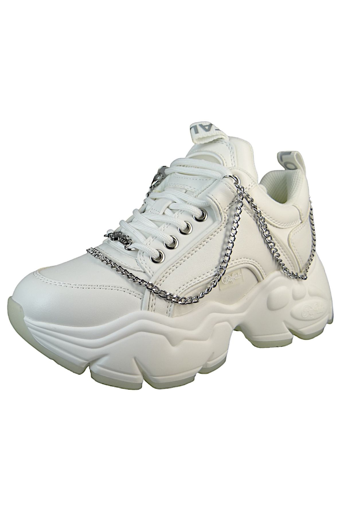 Buffalo-Damen Low Sneaker Binary Chain 5.0 1636055 Weiß White/Silver Kunstleder 1