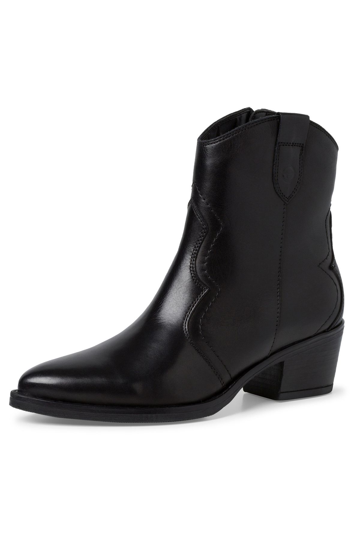 Tamaris-Damen Elegante Stiefelette Western 1-25702-41 Schwarz 003 Black Leder mit TOUCH-IT 1