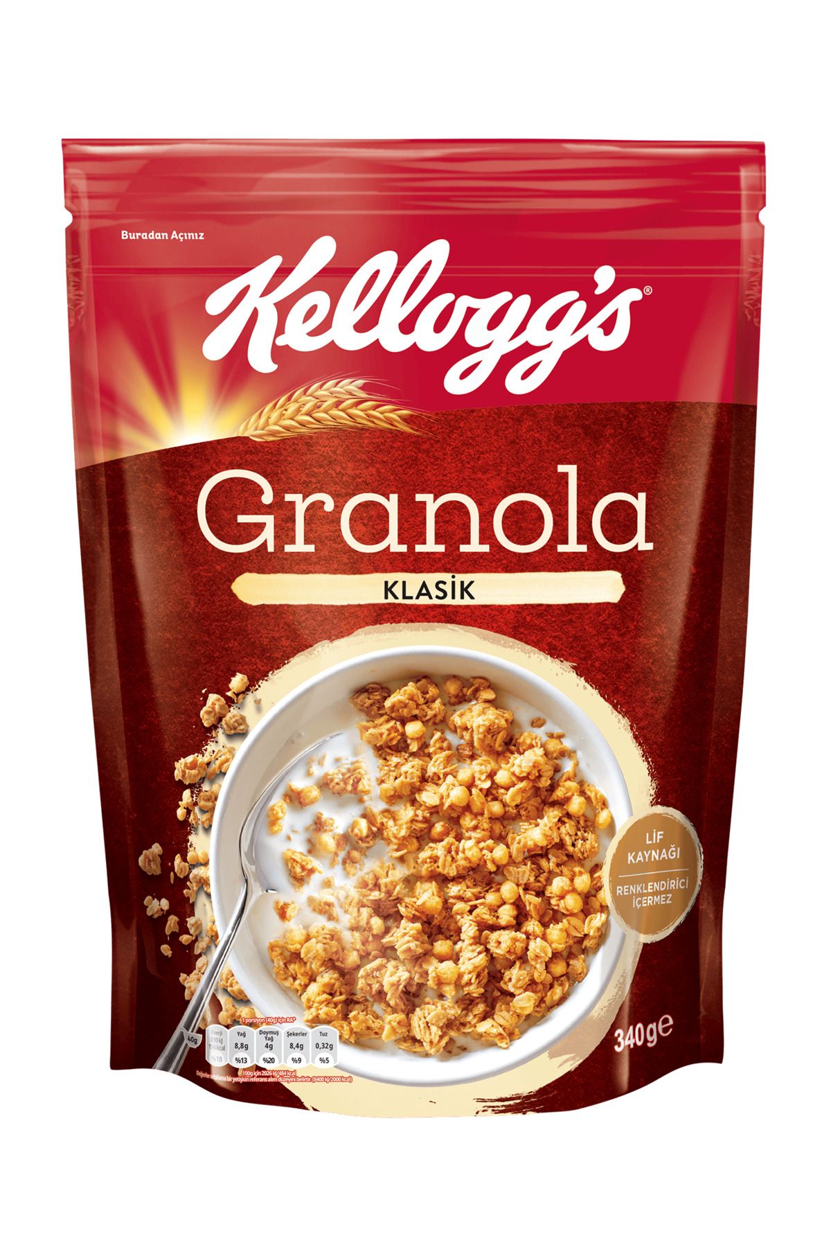 Kellogg's Klasik Granola 340 G,%56 Yulaf Içerir,lif Kaynağı,kahvaltılık Gevrek