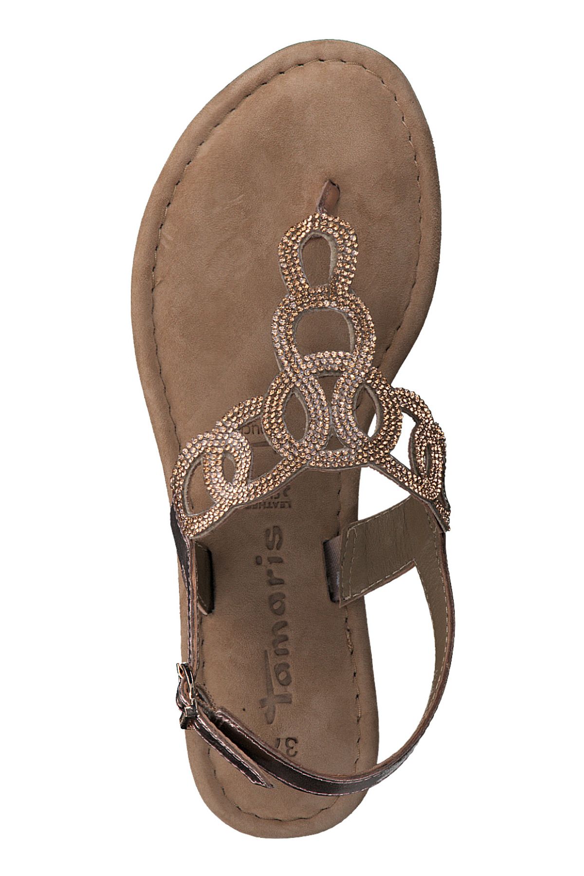 Tamaris-Damen Zehentrenner Sandalen Zehentrenner 1-28125-42 Goldfarben 963 Copper Glam Leder und Textil mit 4