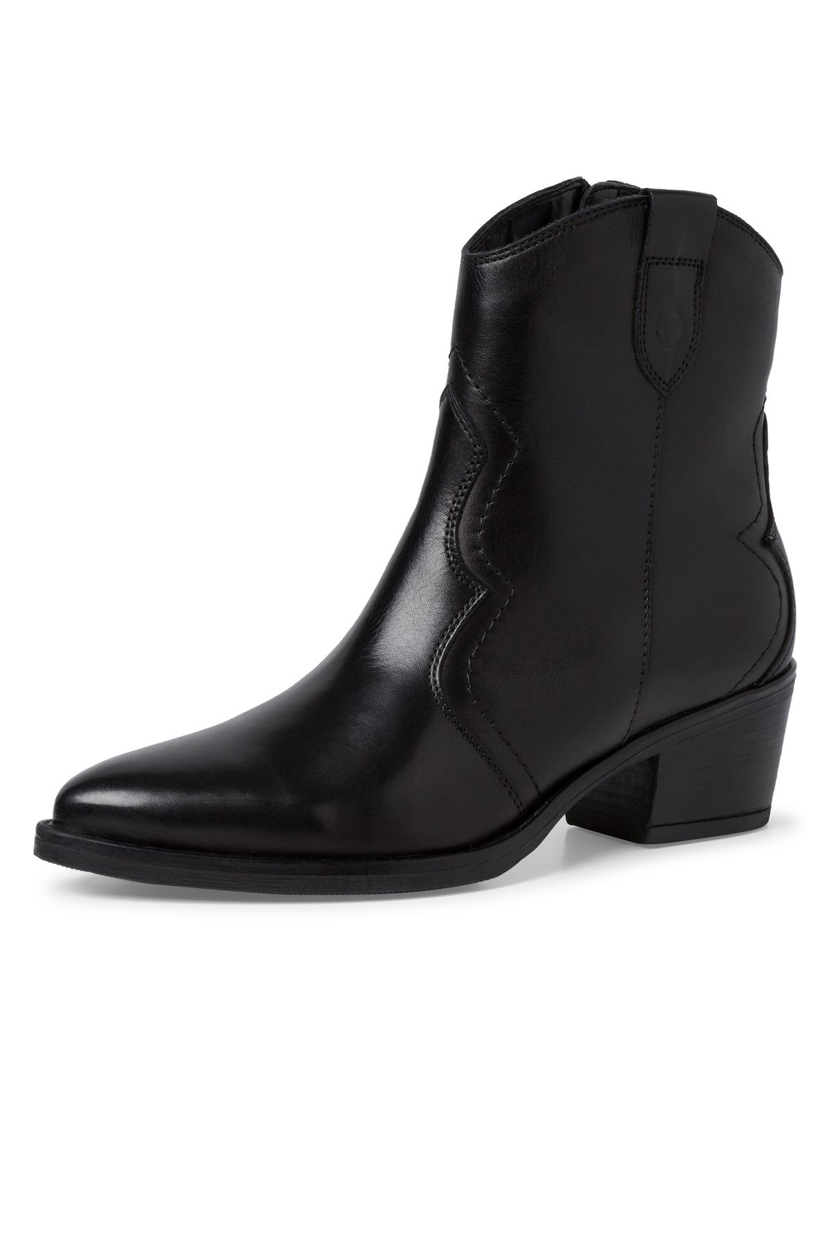 Tamaris-Damen Elegante Stiefelette Western 1-25702-41 Schwarz 003 Black Leder mit TOUCH-IT 2