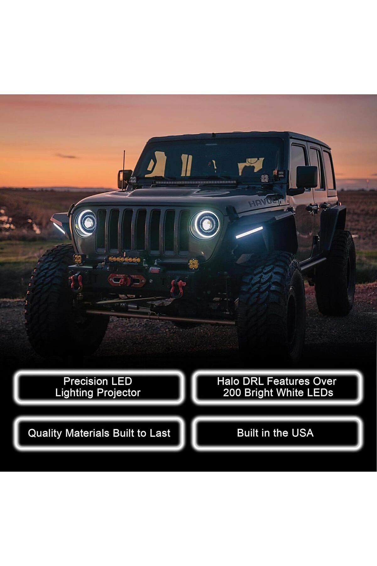 oracle-مصابيح أمامية Oculus Bi-LED Projector مقاس 18-24 بوصة لسيارة Jeep Wrangler JL وGladiator JT، باللون الأسود غير اللامع 4