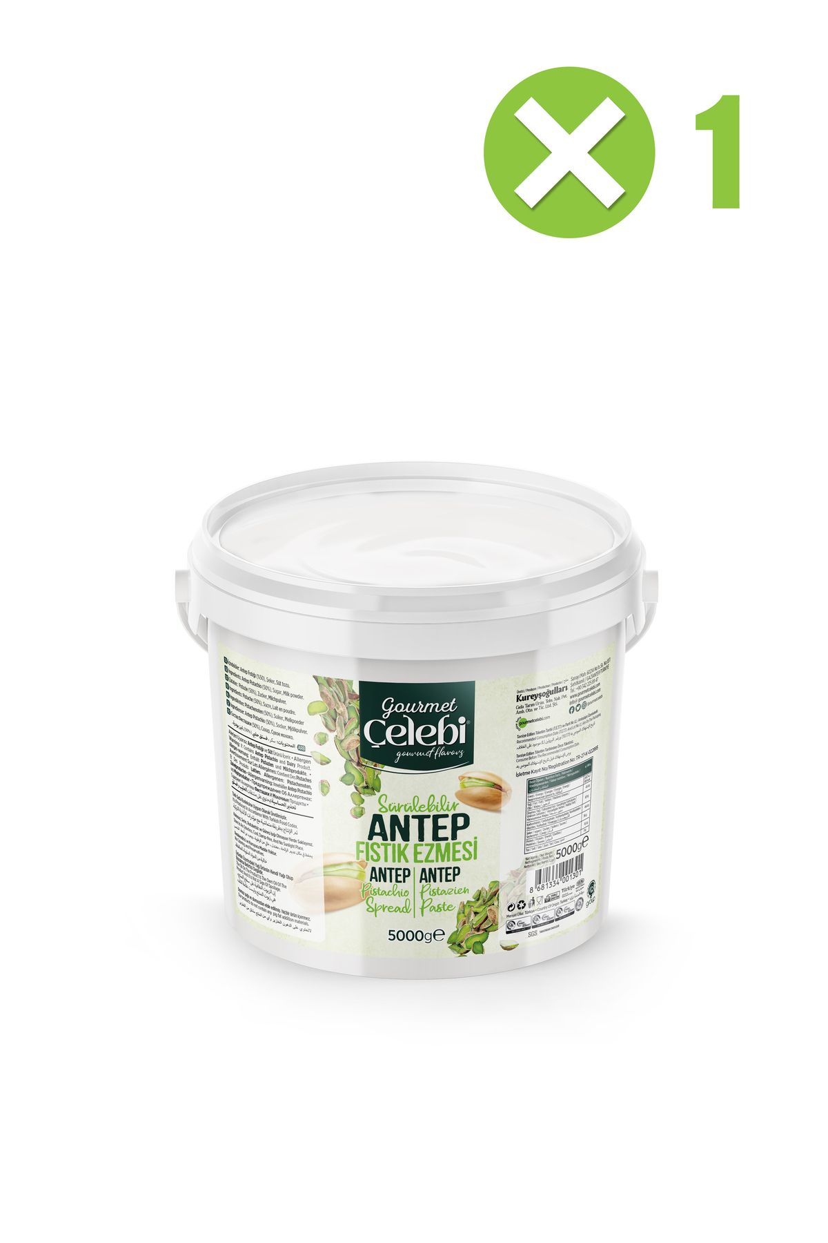 gourmet çelebi Antep fıstık ezmesi 5000 gr.