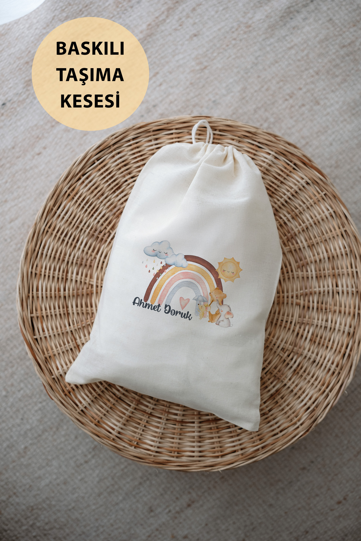 Astral Baby İsimli %100 Organik Pamuk 12'li Hastane Çıkışı Gökkuşağı Bulut Ve Hayvanlar fotoğrafı 6 (önizleme)