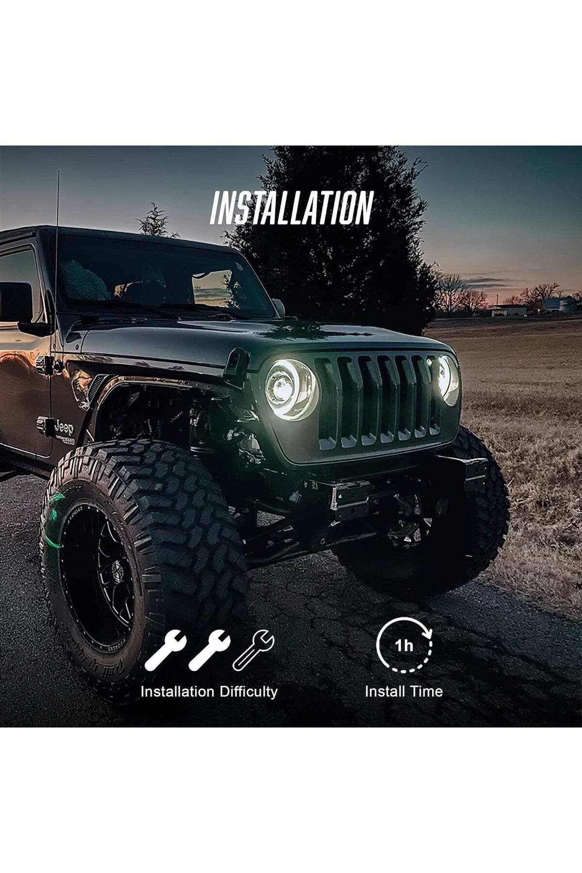 oracle-مصابيح أمامية Oculus Bi-LED Projector مقاس 18-24 بوصة لسيارة Jeep Wrangler JL وGladiator JT، باللون الأسود غير اللامع 5