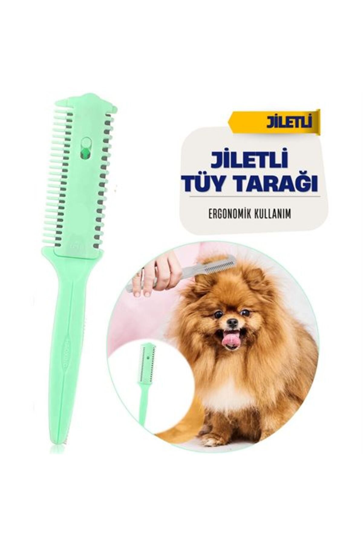 feifei-Medium Cat Dog Hair Removal Comb with Razor 1