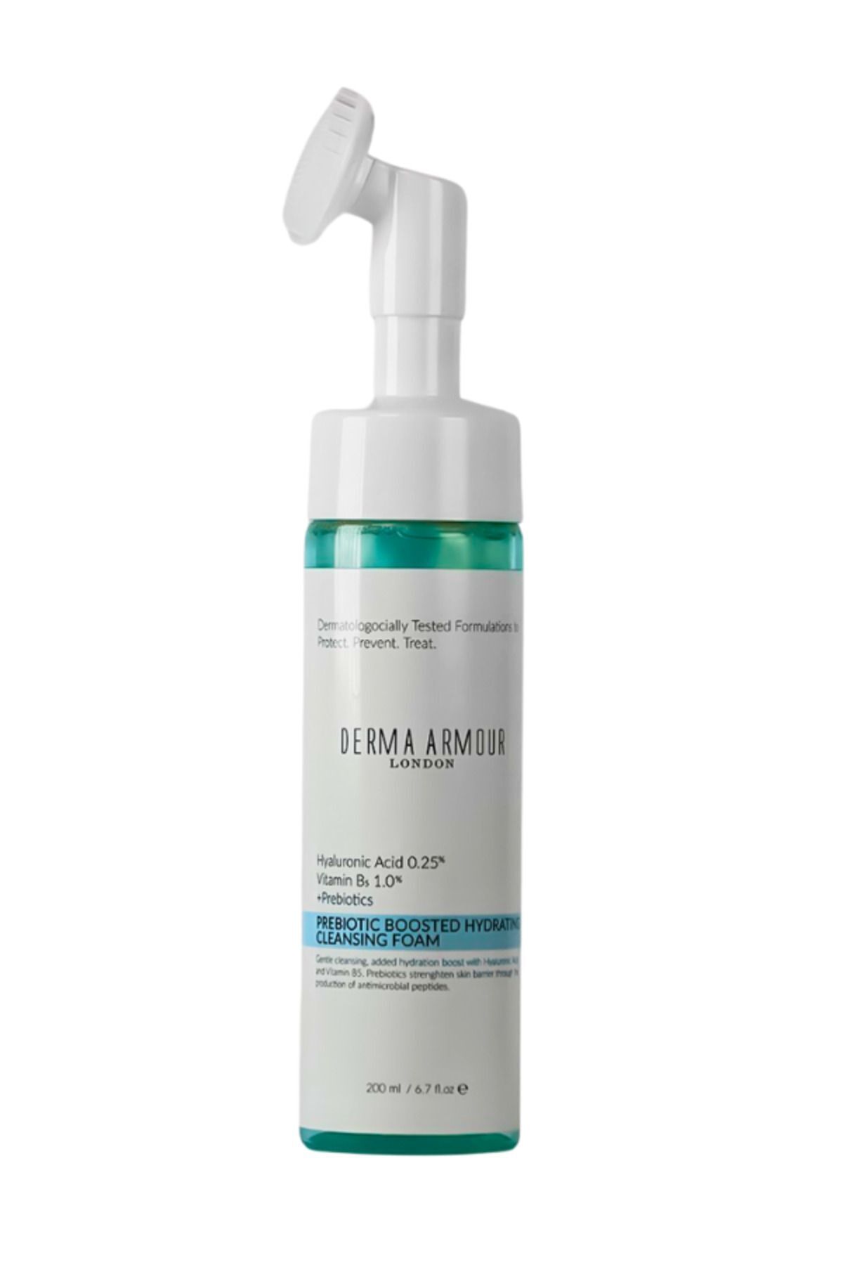 پاک کننده صورت تقویت شده با پربیوتیک 0.25 ٪ اسید هیالورونیک و 0.5 پانتنول 200 میل derma armour