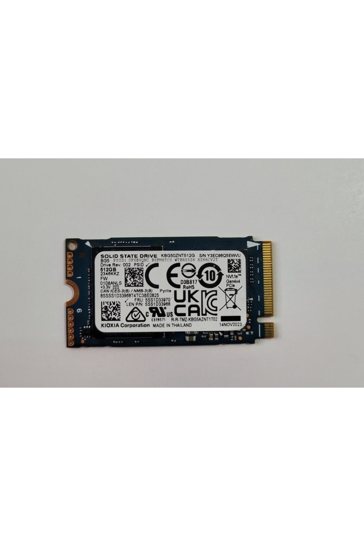 Kioxia KBG50ZNT512G 512GB 2242 M.2 NVME SSD(KUTUSUZ)