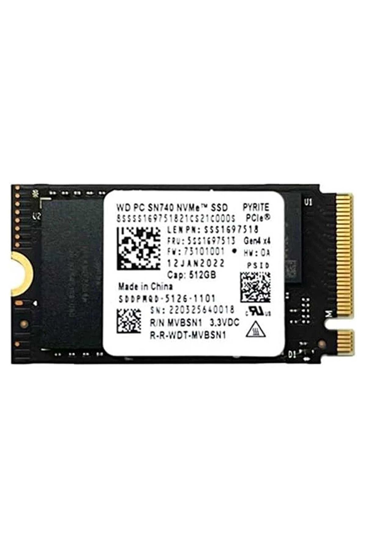 WD WESTERN DIJITAL SN740 SDDPMQD-512G 512GB 2242 M.2 NVME SSD(KUTUSUZ)