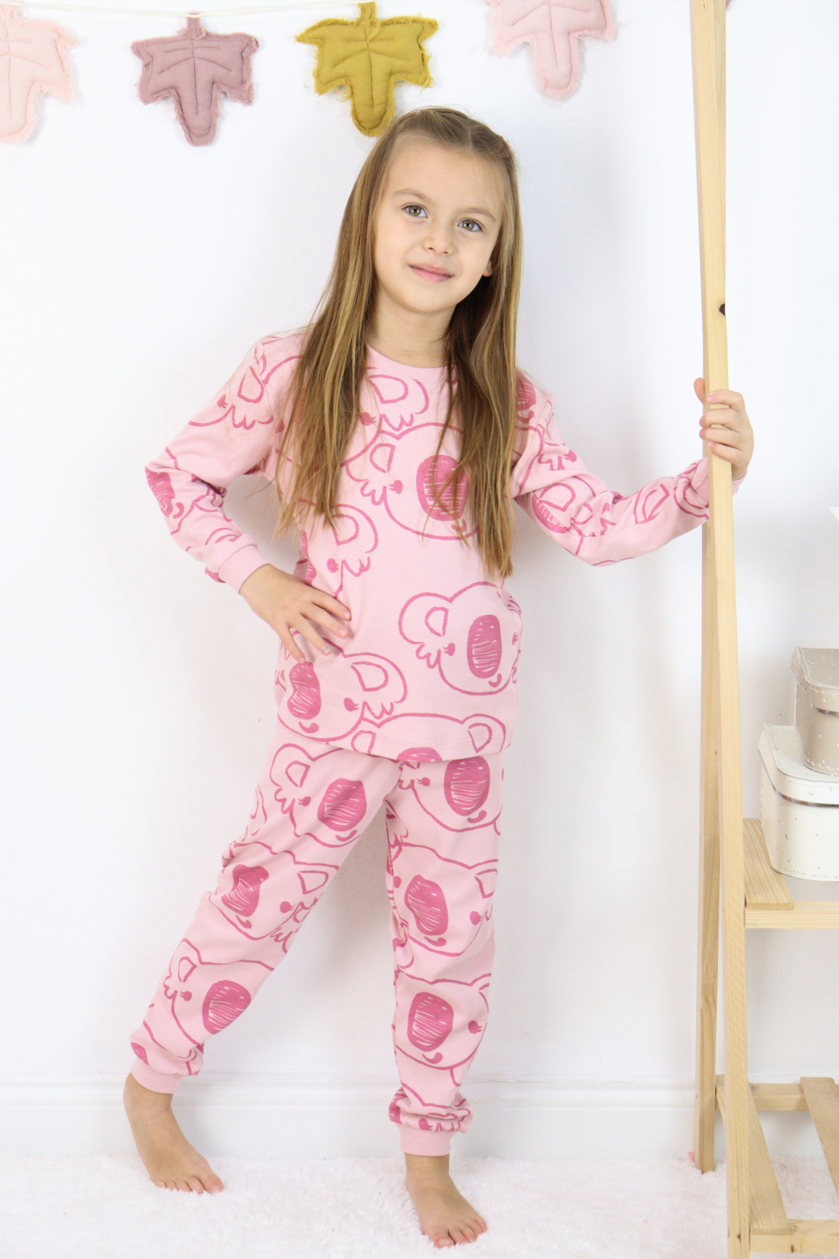 HARİKA KİDS Kız Çocuk Orta Kalınlıkta Basic Baskılı Pijama Takımı fotoğrafı 5 (önizleme)