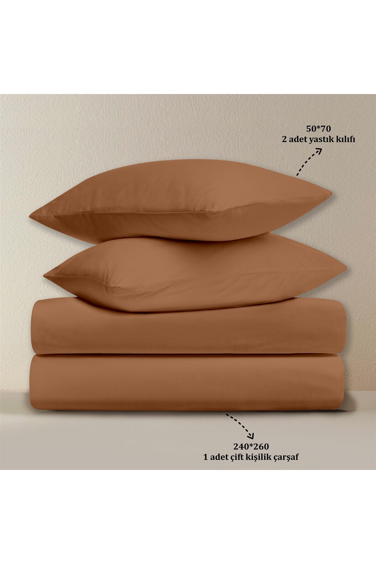 Evim-100% Cotton Akfil Flat Sheet Set Double 240X260 cm Tile 4