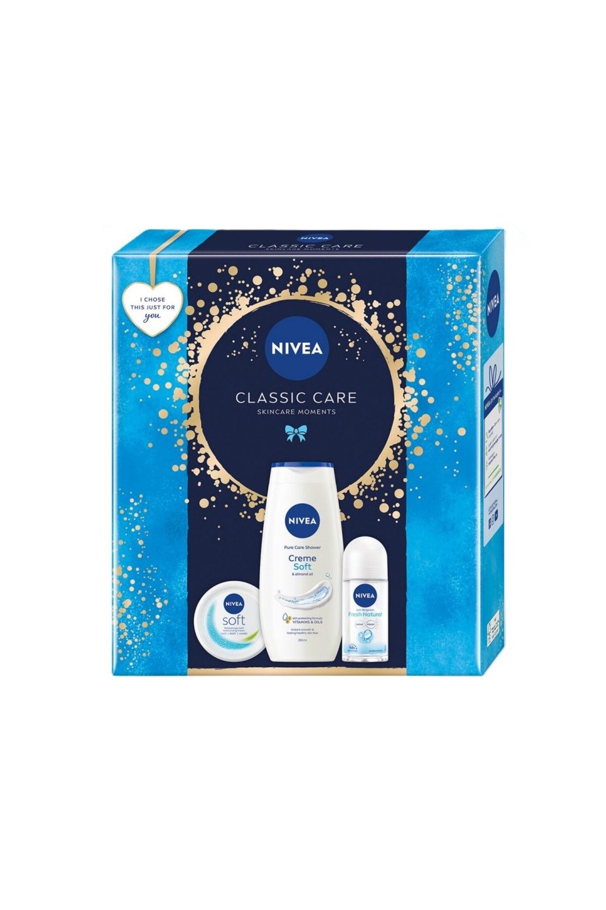 NIVEA Set Femei Creme Soft 100 Ml, Gel De Duș Creme Soft 250 Ml, Roll-on Fresh Natural Deo 50 Ml Unisex - One Size
