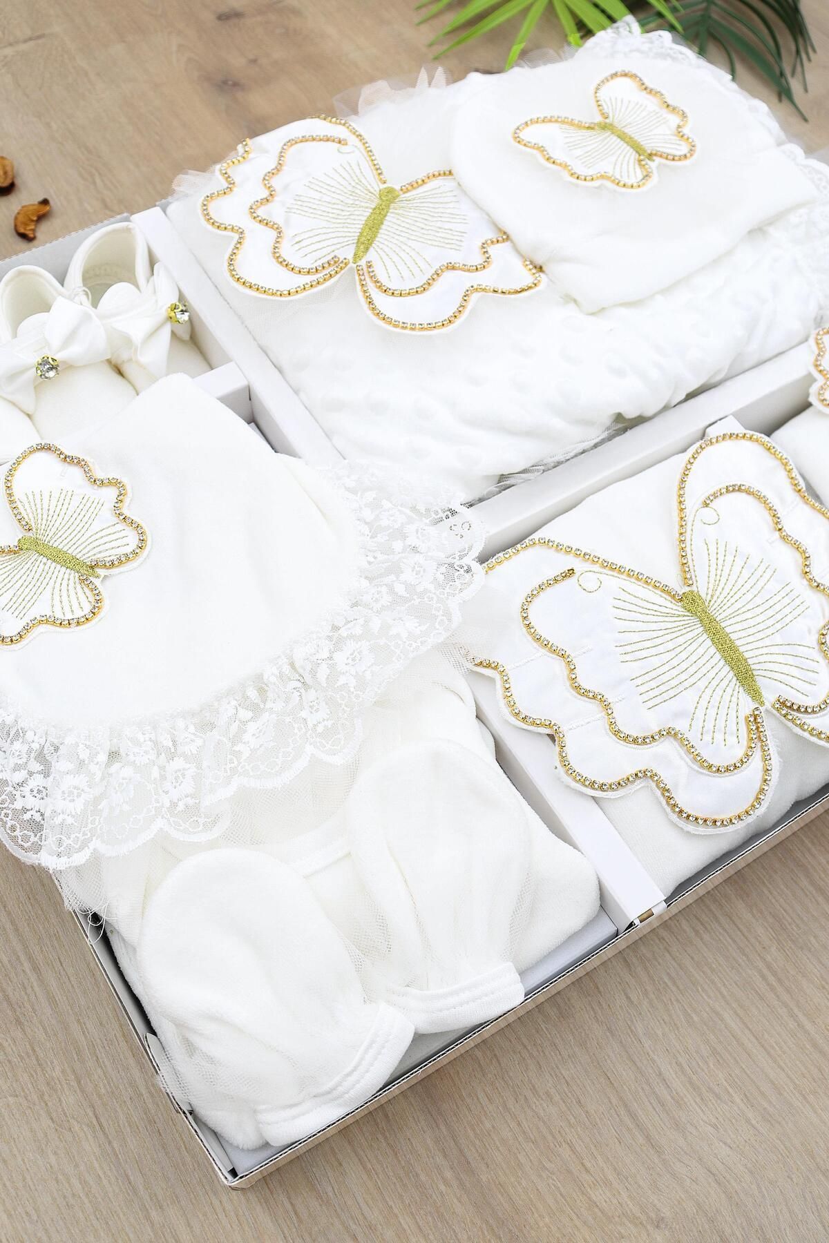 Sitilin-Luxury Velvet Baby Girl Bag with White Lace and Stones - Angel Wings, 10-Piece Hospital Set Stl923 4